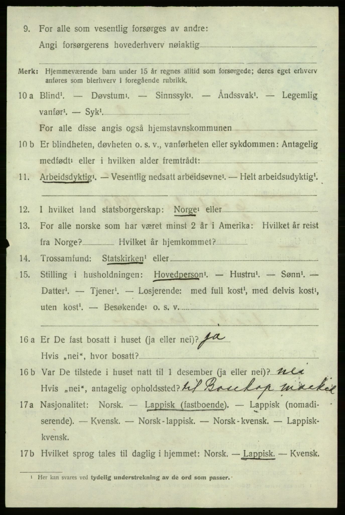 SATØ, 1920 census for Kautokeino, 1920, p. 1932