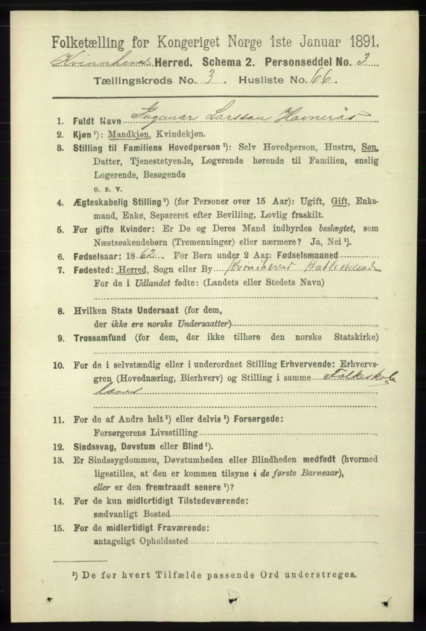 RA, 1891 census for 1224 Kvinnherad, 1891, p. 1328