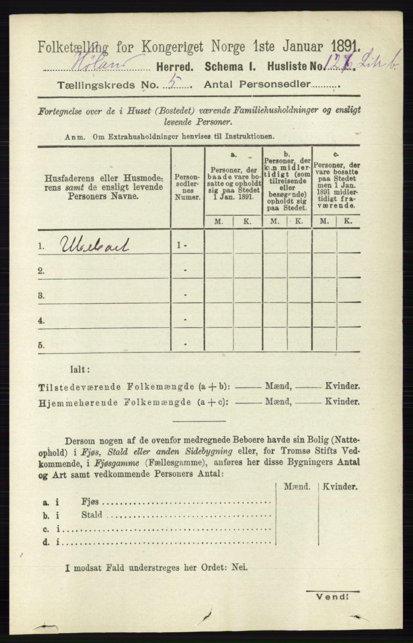 RA, 1891 census for 0221 Høland, 1891, p. 3507