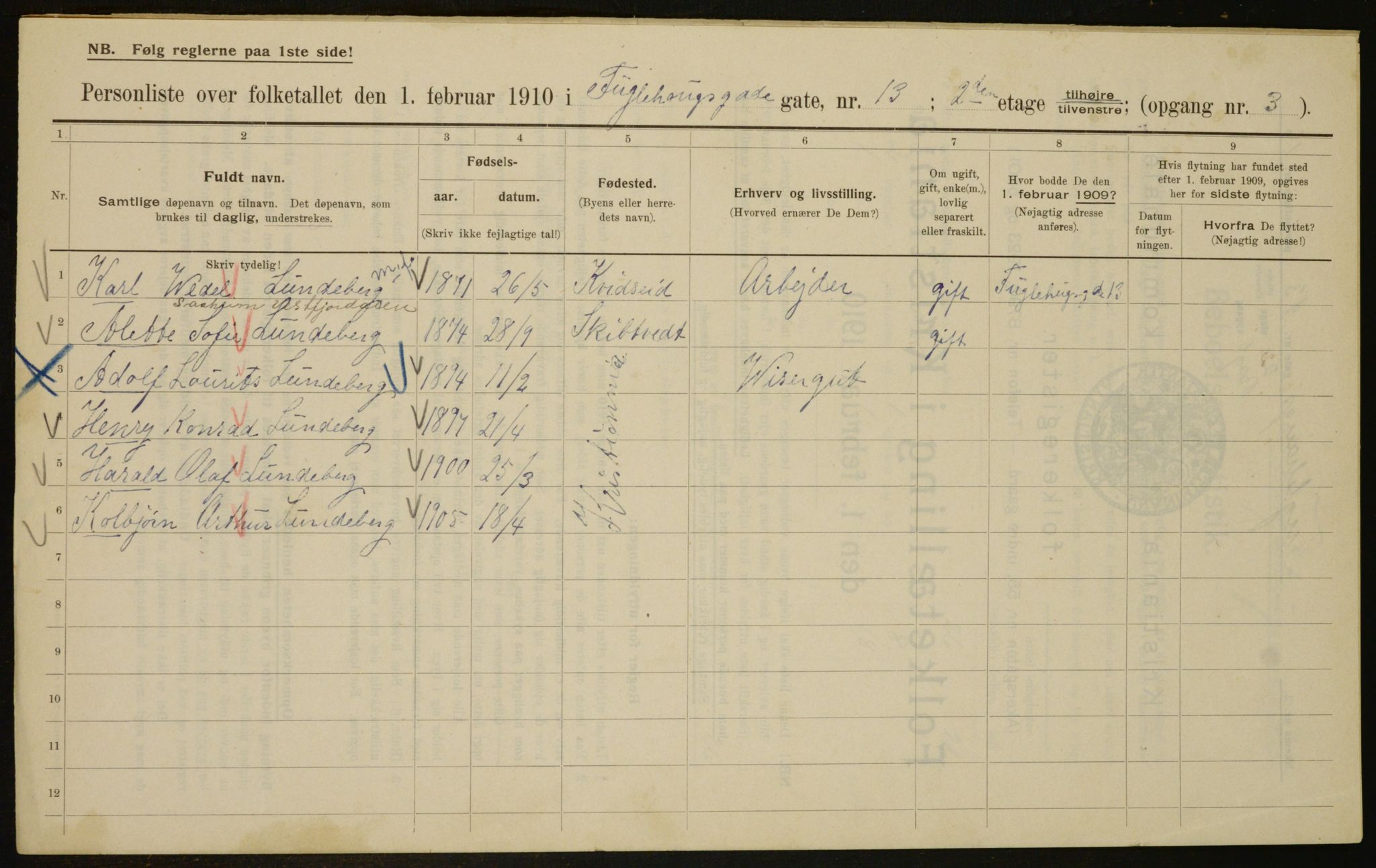 OBA, Municipal Census 1910 for Kristiania, 1910, p. 27089