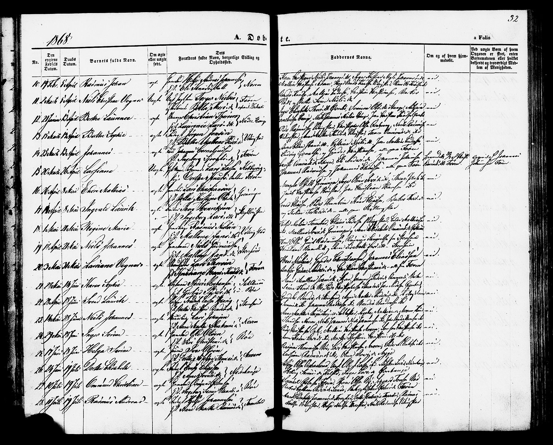 Torvastad sokneprestkontor, AV/SAST-A -101857/H/Ha/Haa/L0010: Parish register (official) no. A 10, 1857-1878, p. 32