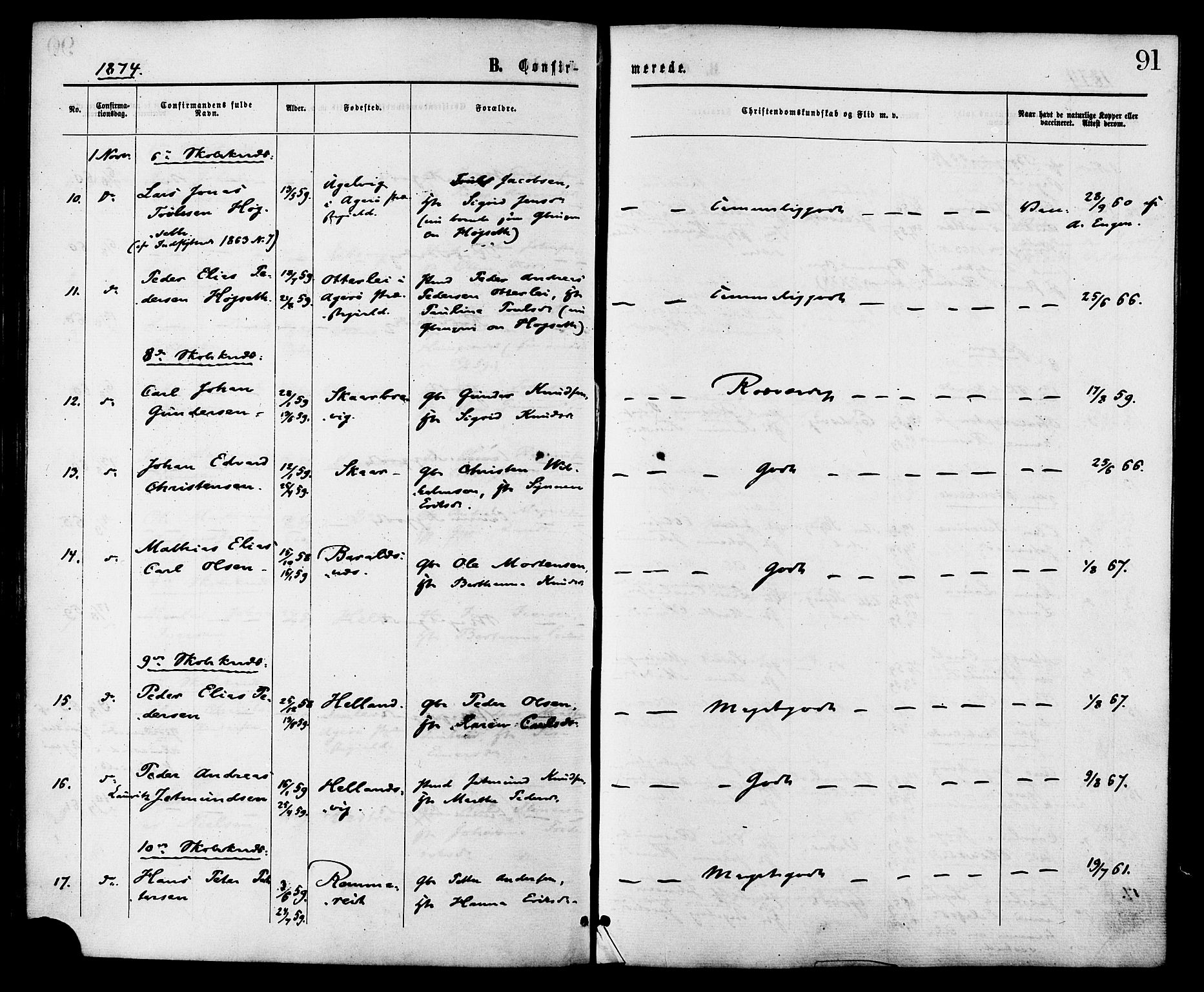 Ministerialprotokoller, klokkerbøker og fødselsregistre - Møre og Romsdal, AV/SAT-A-1454/525/L0373: Parish register (official) no. 525A03, 1864-1879, p. 91