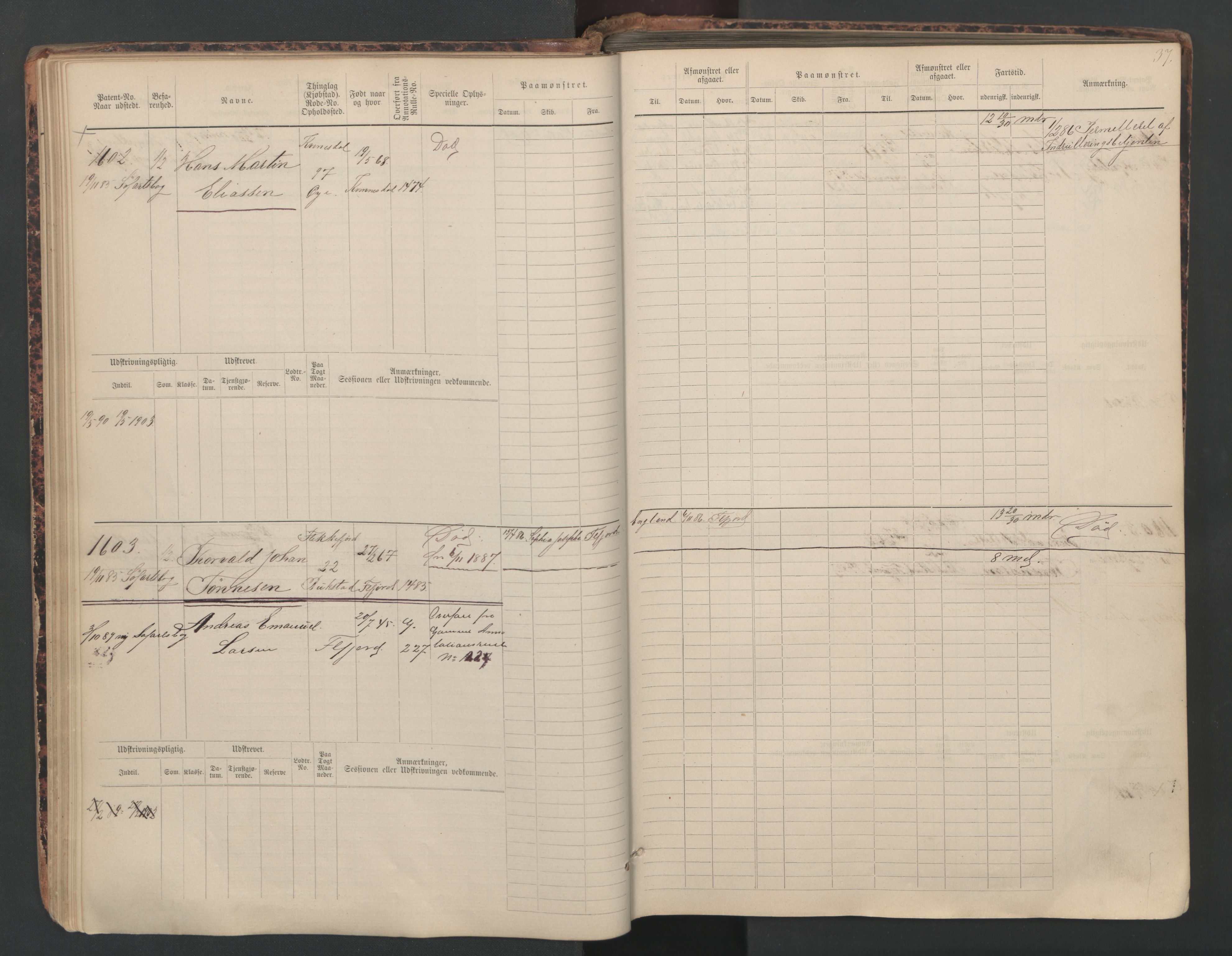 Flekkefjord mønstringskrets, SAK/2031-0018/F/Fb/L0010: Hovedrulle nr 1534-2329, Æ-7, 1884-1948, p. 39