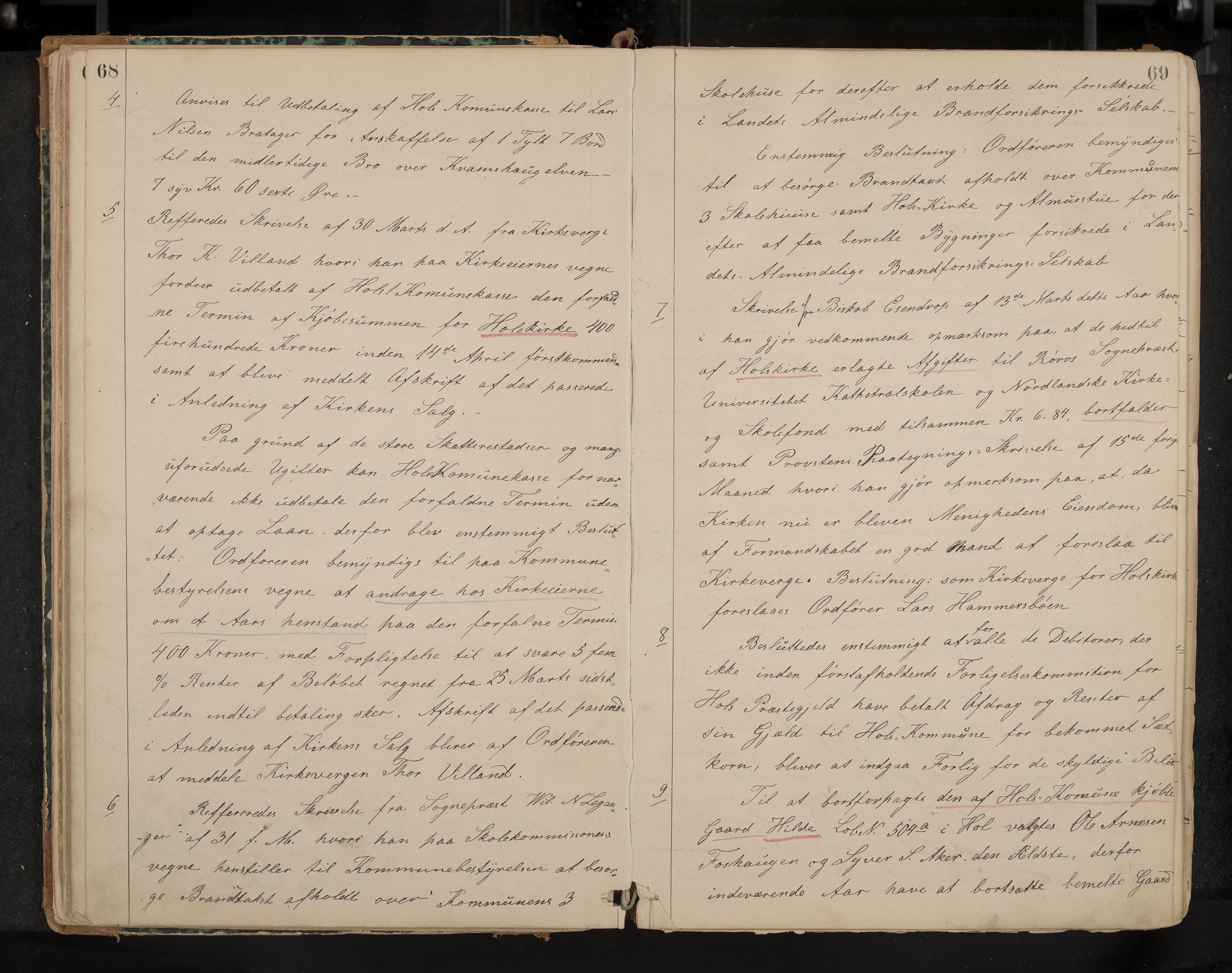 Hol formannskap og sentraladministrasjon, IKAK/0620021-1/A/L0001: Møtebok, 1877-1893, p. 68-69