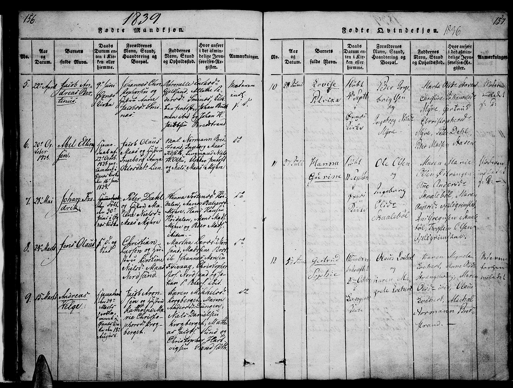 Ministerialprotokoller, klokkerbøker og fødselsregistre - Nordland, SAT/A-1459/893/L1331: Parish register (official) no. 893A04, 1820-1840, p. 156-157
