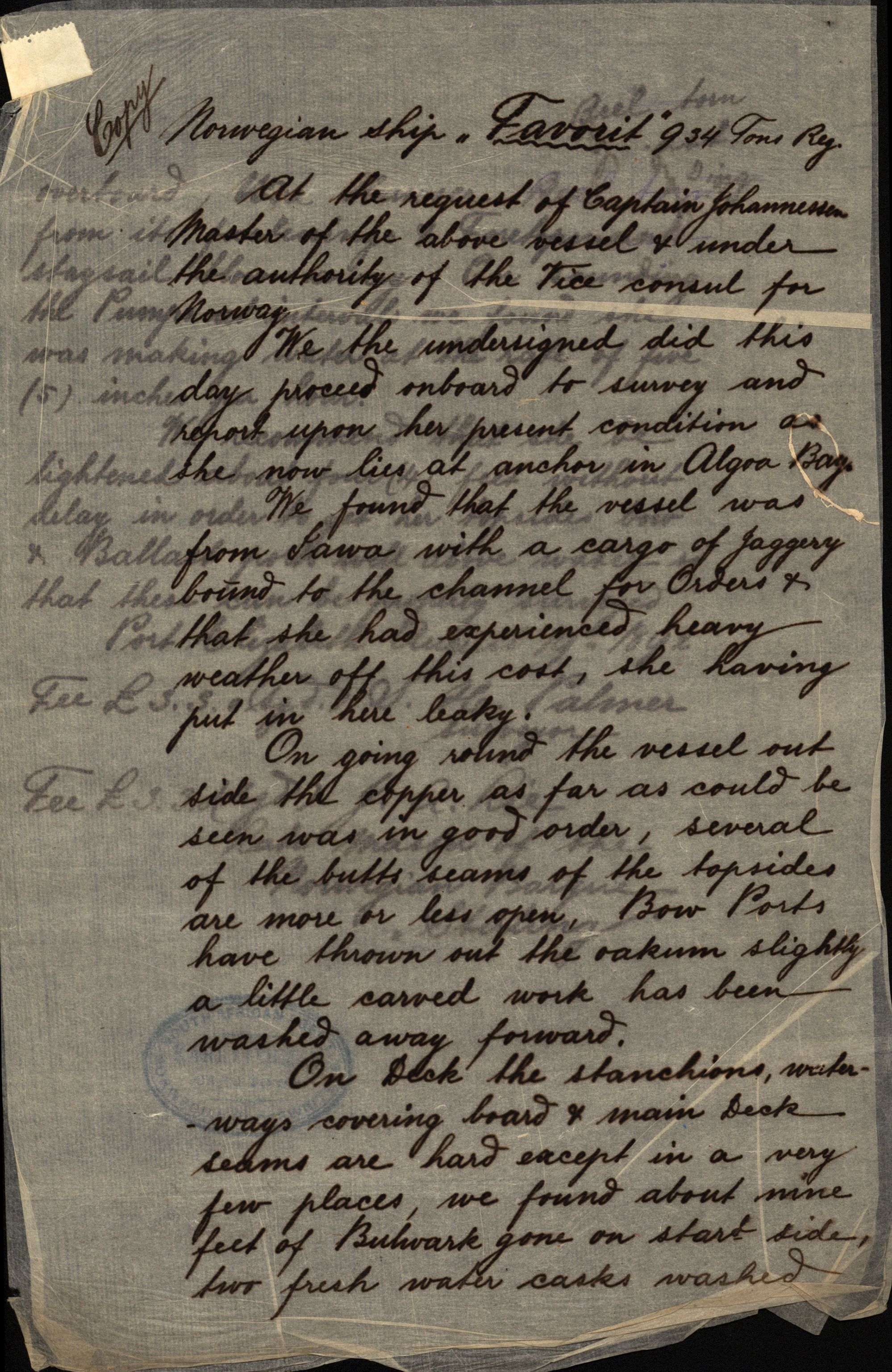 Pa 63 - Østlandske skibsassuranceforening, VEMU/A-1079/G/Ga/L0028/0002: Havaridokumenter / Marie, Favorit, Tabor, Sylphiden, Berthel, America, 1892, p. 32