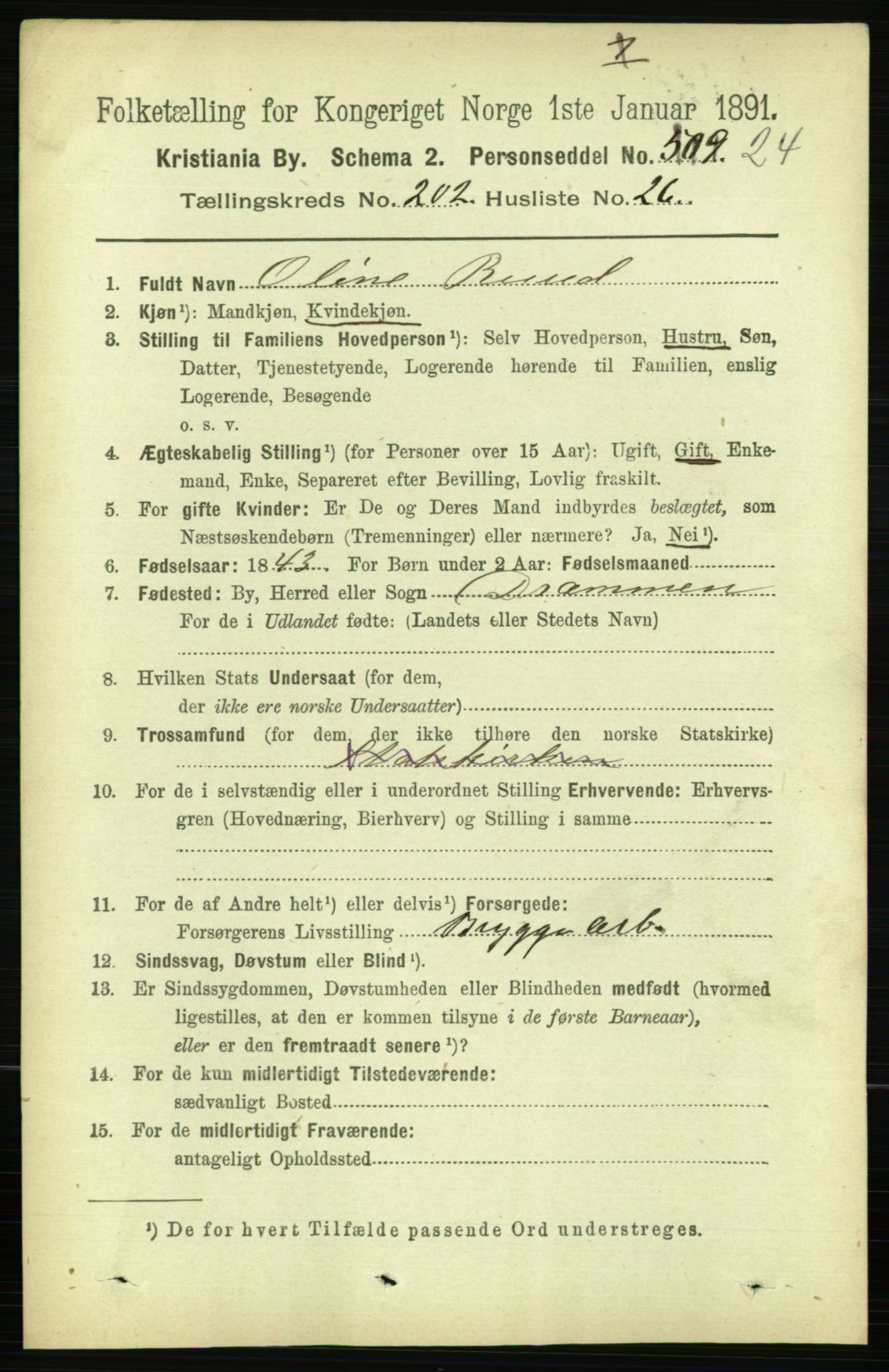 RA, 1891 census for 0301 Kristiania, 1891, p. 122037