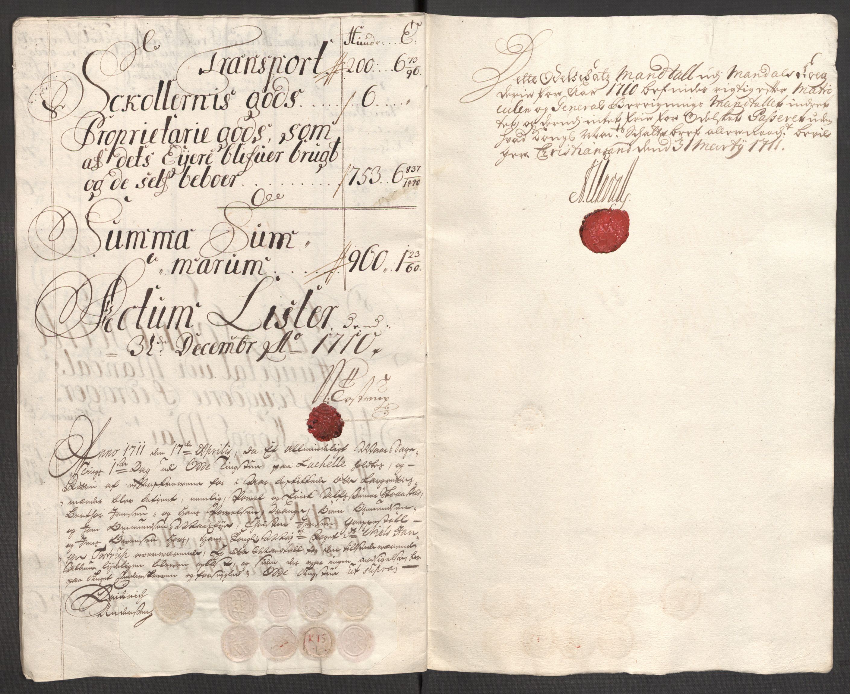 Rentekammeret inntil 1814, Reviderte regnskaper, Fogderegnskap, AV/RA-EA-4092/R43/L2553: Fogderegnskap Lista og Mandal, 1710, p. 123