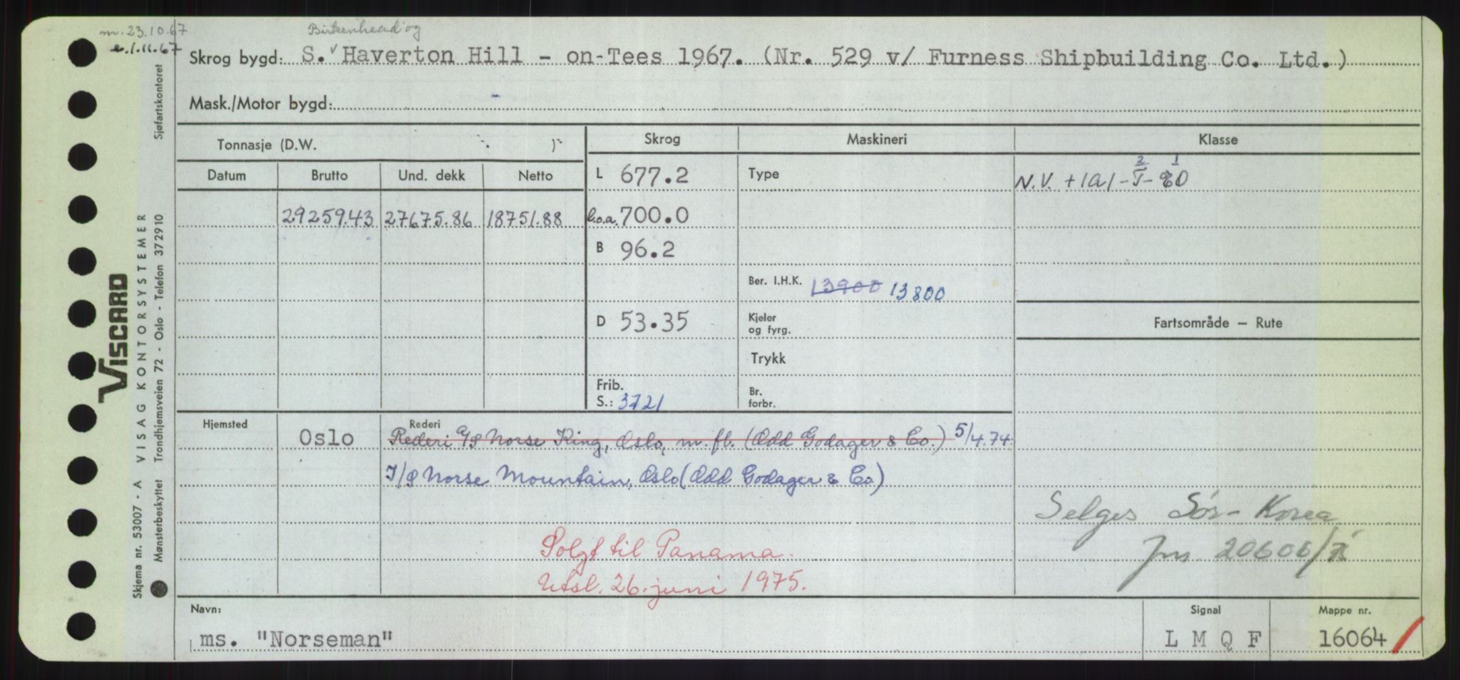 Sjøfartsdirektoratet med forløpere, Skipsmålingen, RA/S-1627/H/Hd/L0027: Fartøy, Norhop-Nør, p. 149