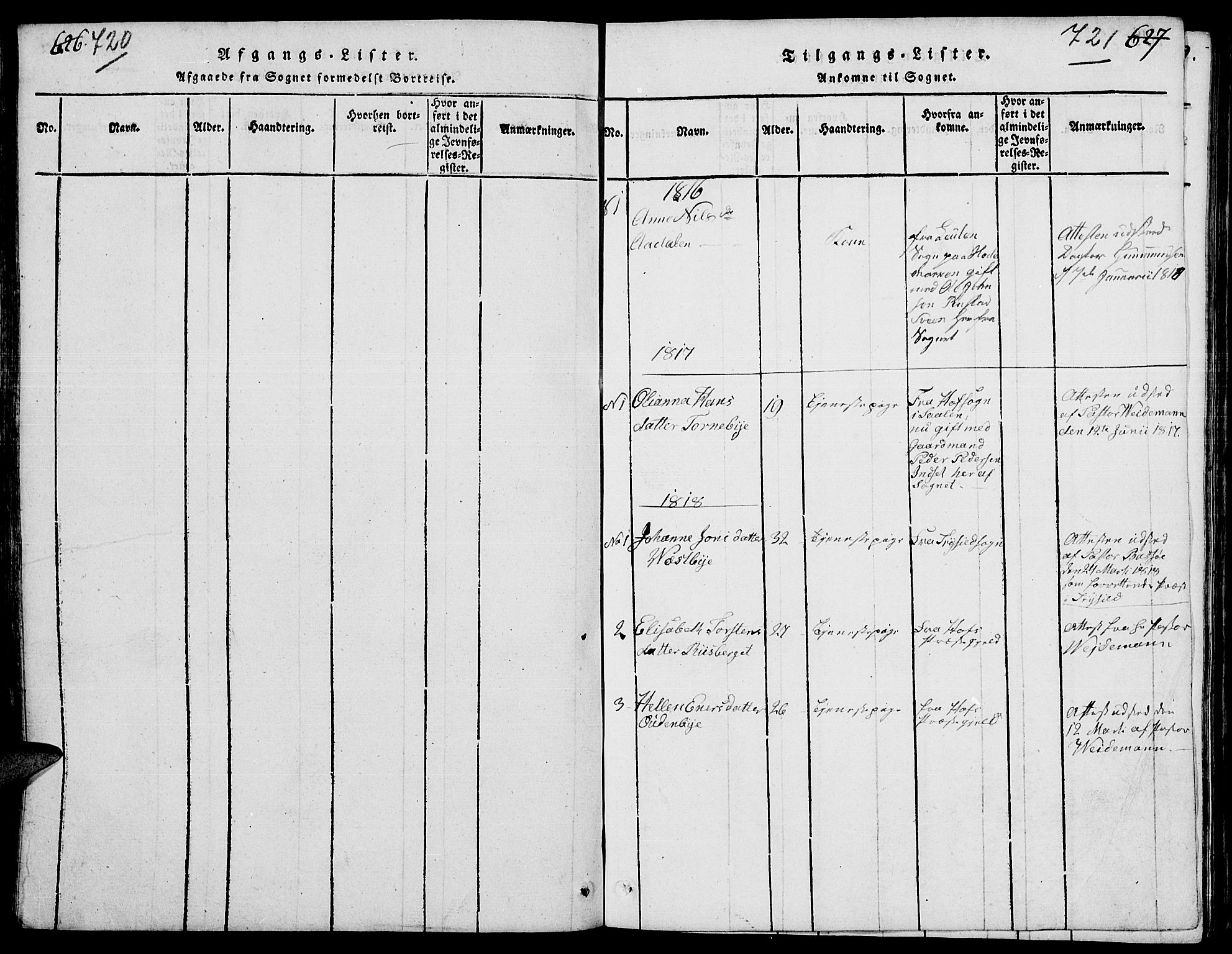 Elverum prestekontor, SAH/PREST-044/H/Ha/Hab/L0001: Parish register (copy) no. 1, 1815-1829, p. 720-721