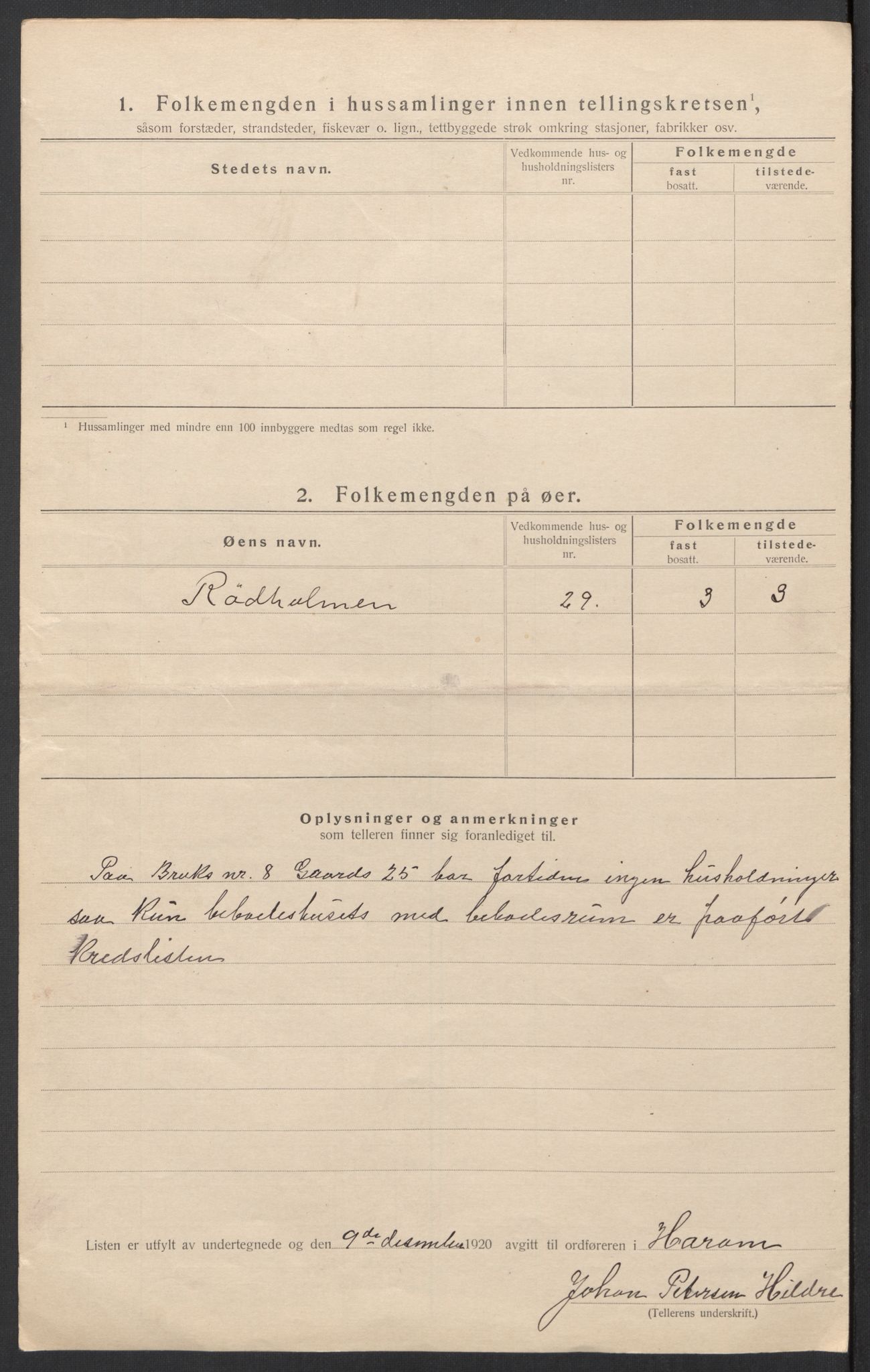 SAT, 1920 census for Haram, 1920, p. 20