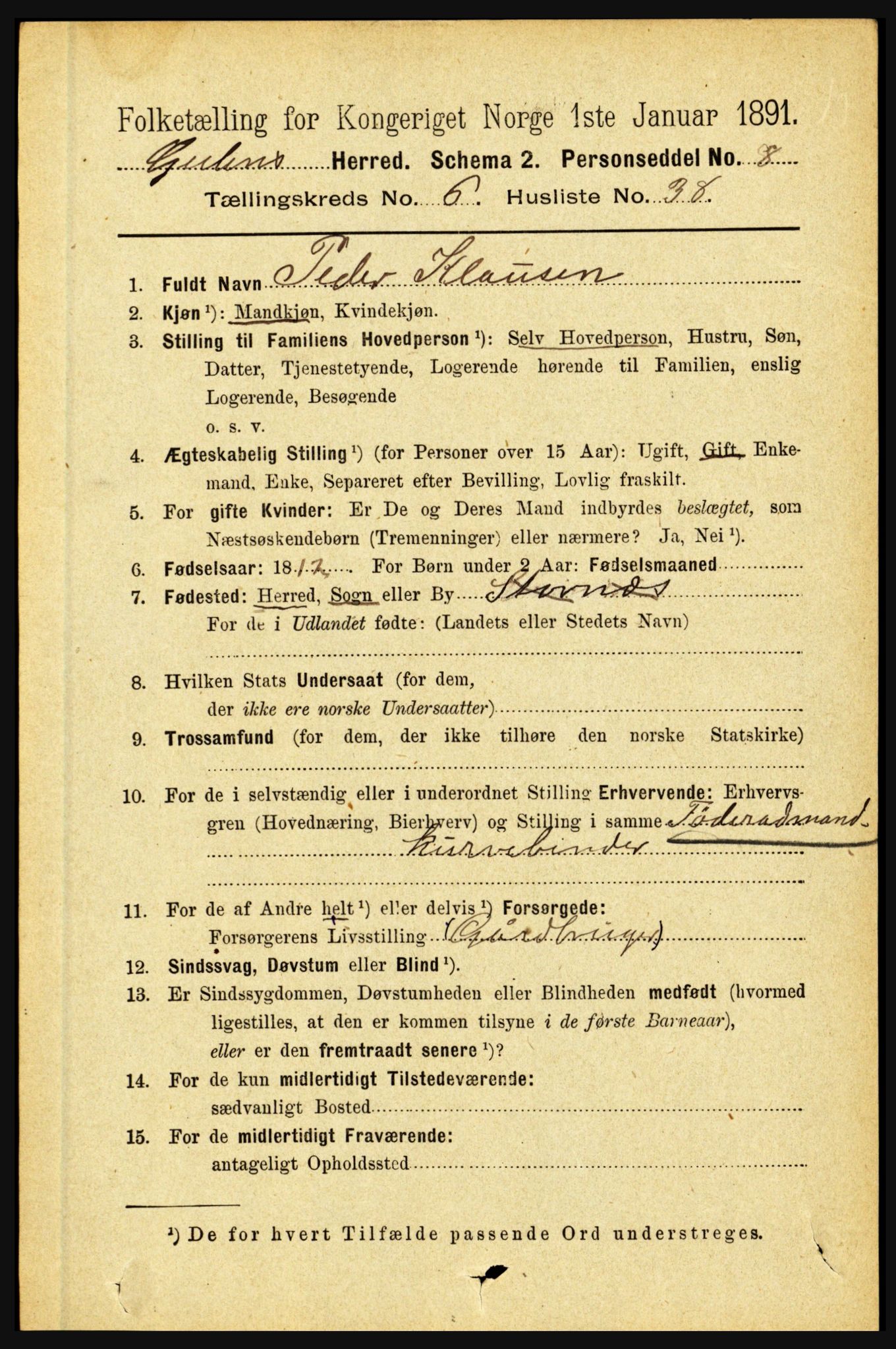 RA, 1891 census for 1411 Gulen, 1891, p. 2170