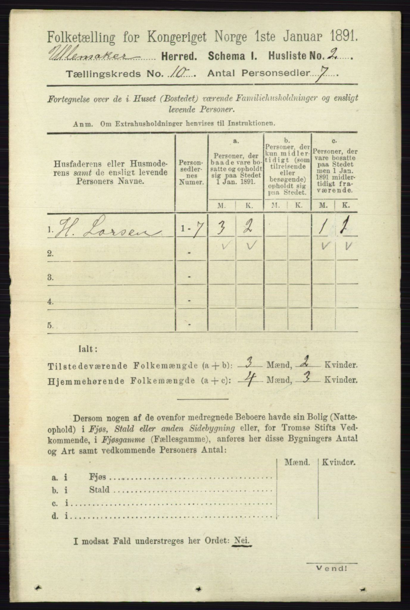 RA, 1891 census for 0235 Ullensaker, 1891, p. 4449