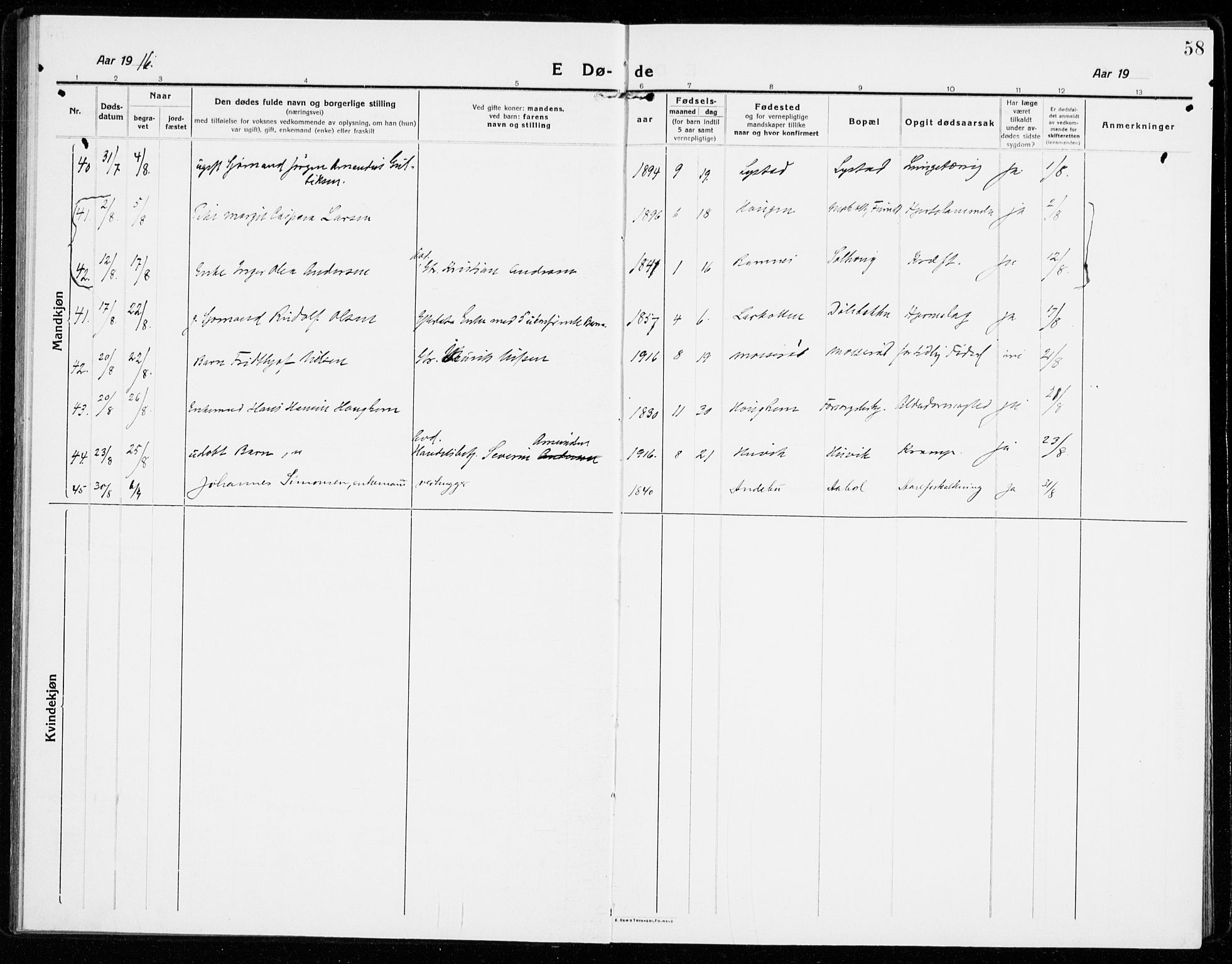 Sandar kirkebøker, AV/SAKO-A-243/F/Fa/L0020: Parish register (official) no. 20, 1915-1919, p. 58