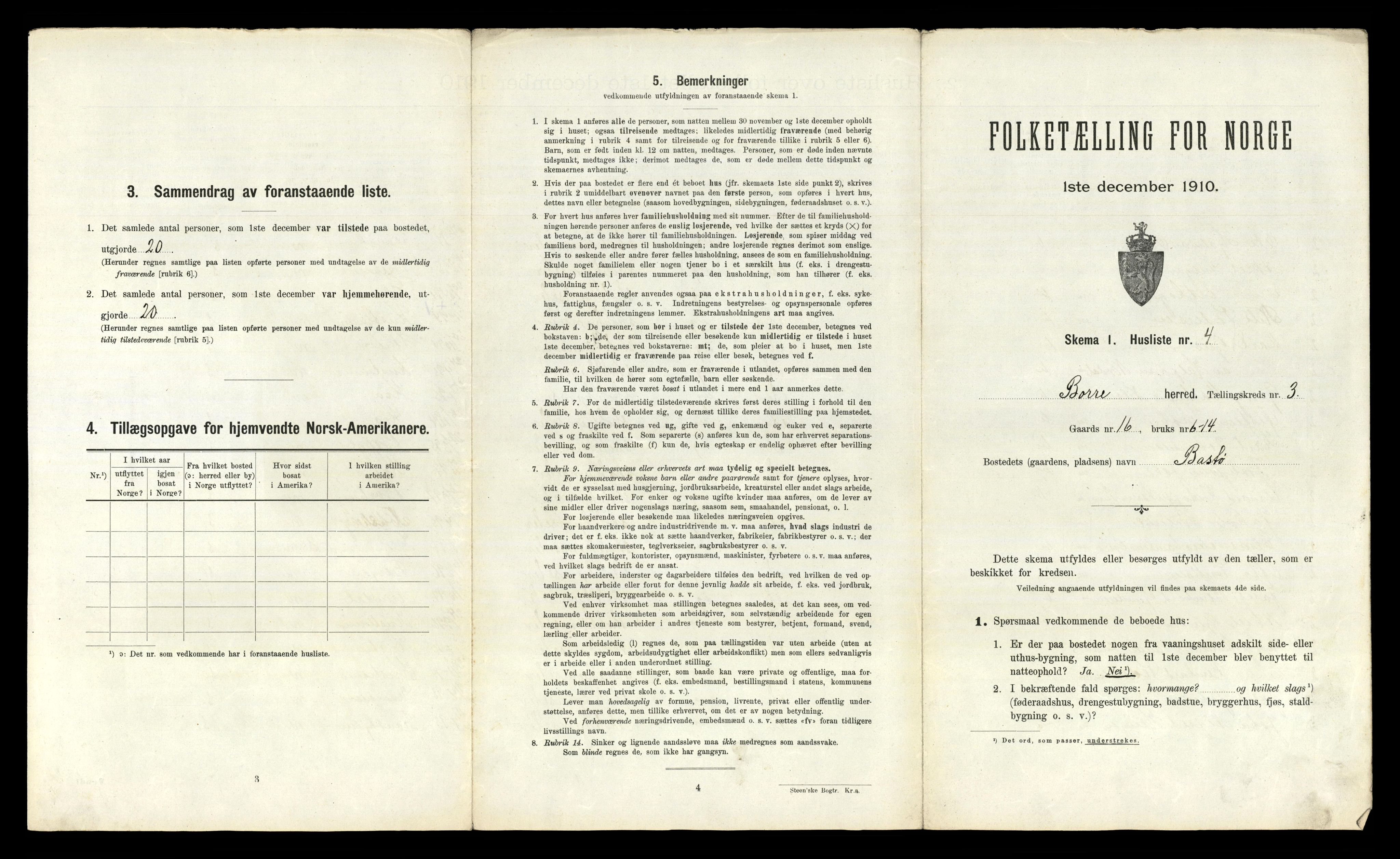 RA, 1910 census for Borre, 1910, p. 627