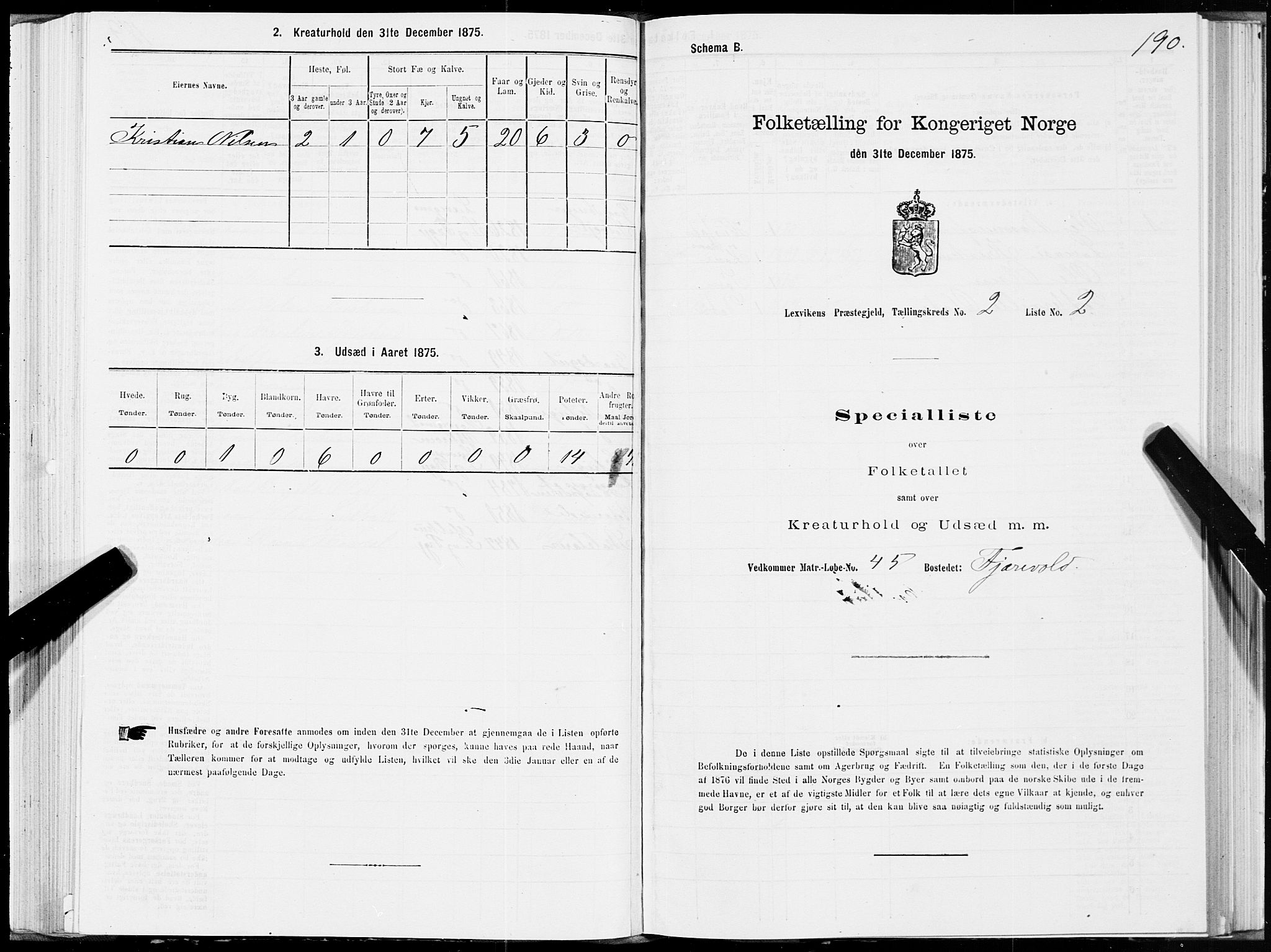 SAT, 1875 census for 1718P Leksvik, 1875, p. 1190