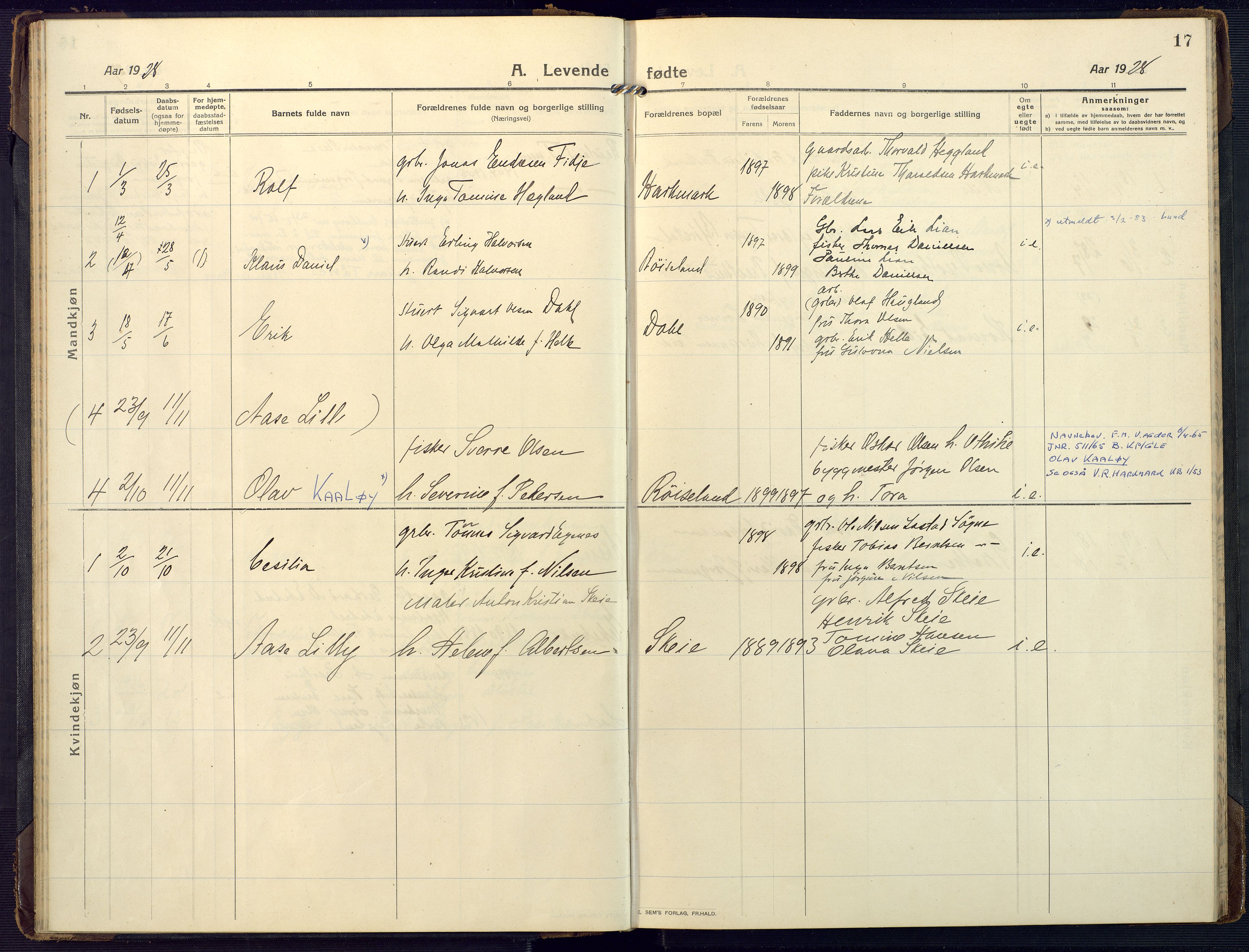 Mandal sokneprestkontor, SAK/1111-0030/F/Fa/Fab/L0003: Parish register (official) no. A 3, 1913-1933, p. 17