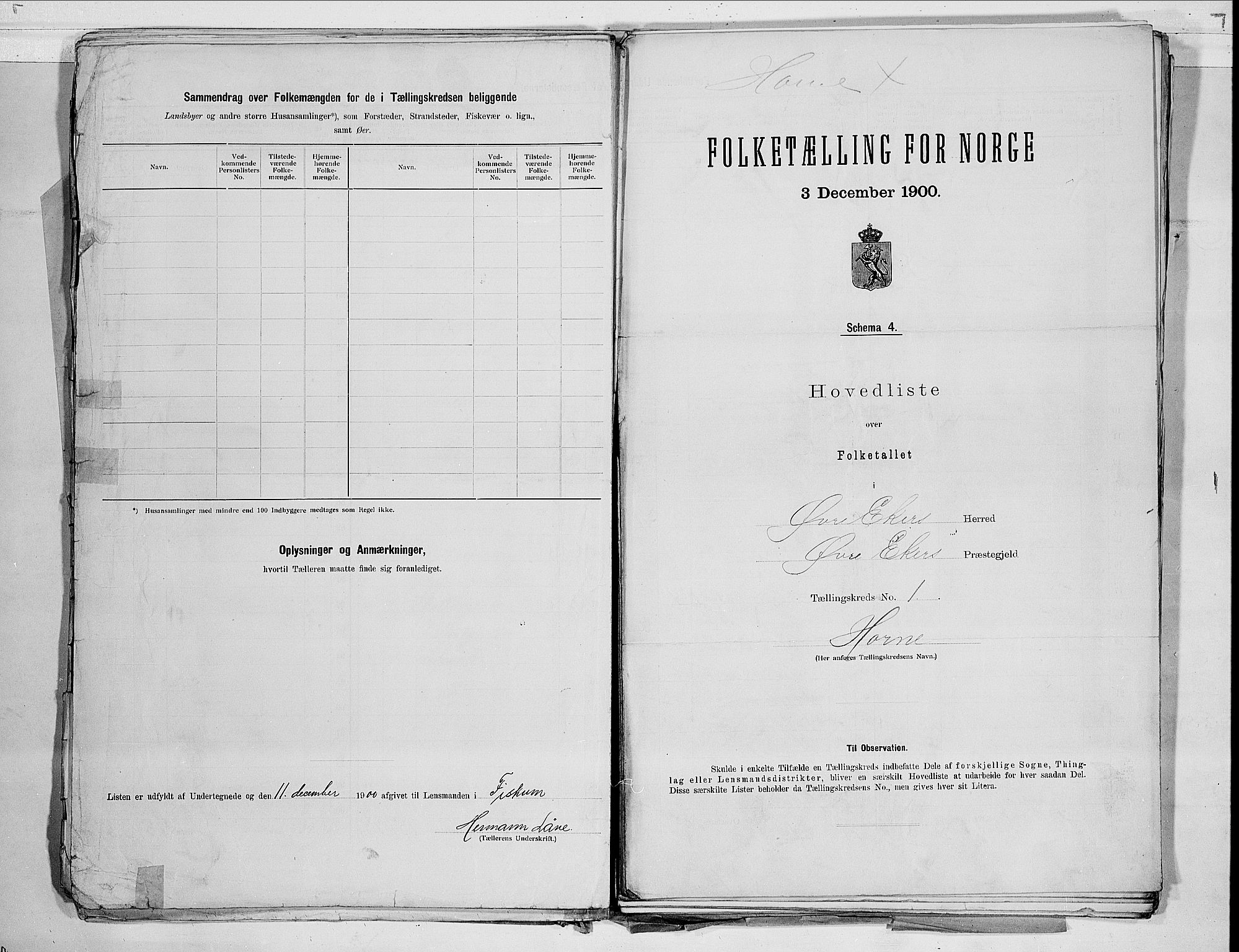 RA, 1900 census for Øvre Eiker, 1900, p. 20