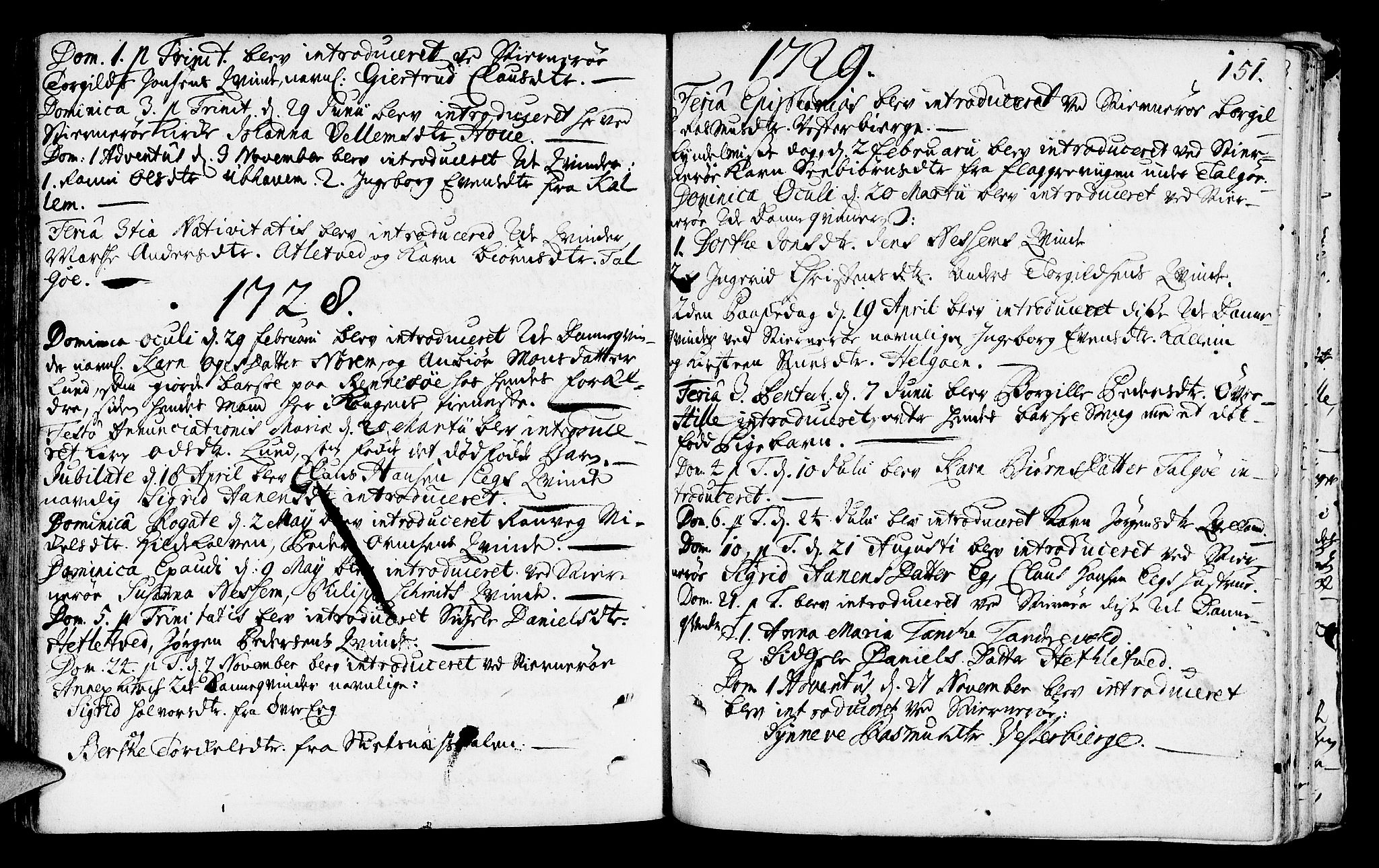 Nedstrand sokneprestkontor, SAST/A-101841/01/IV: Parish register (official) no. A 1 /2, 1724-1740, p. 151