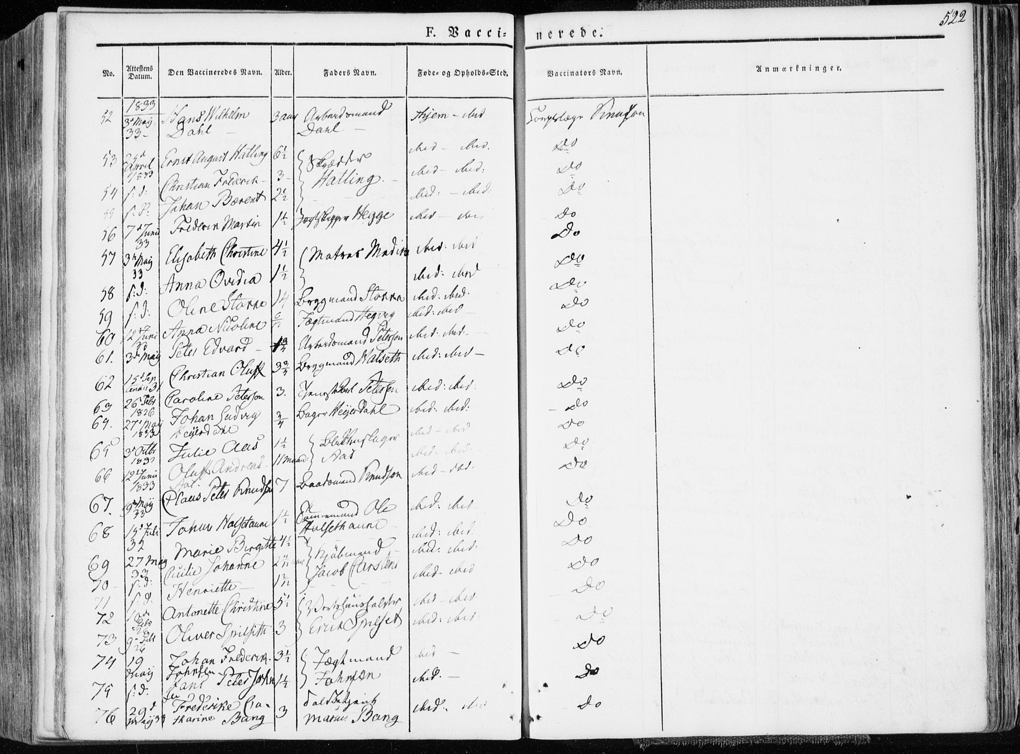 Ministerialprotokoller, klokkerbøker og fødselsregistre - Sør-Trøndelag, AV/SAT-A-1456/601/L0047: Parish register (official) no. 601A15, 1831-1839, p. 522