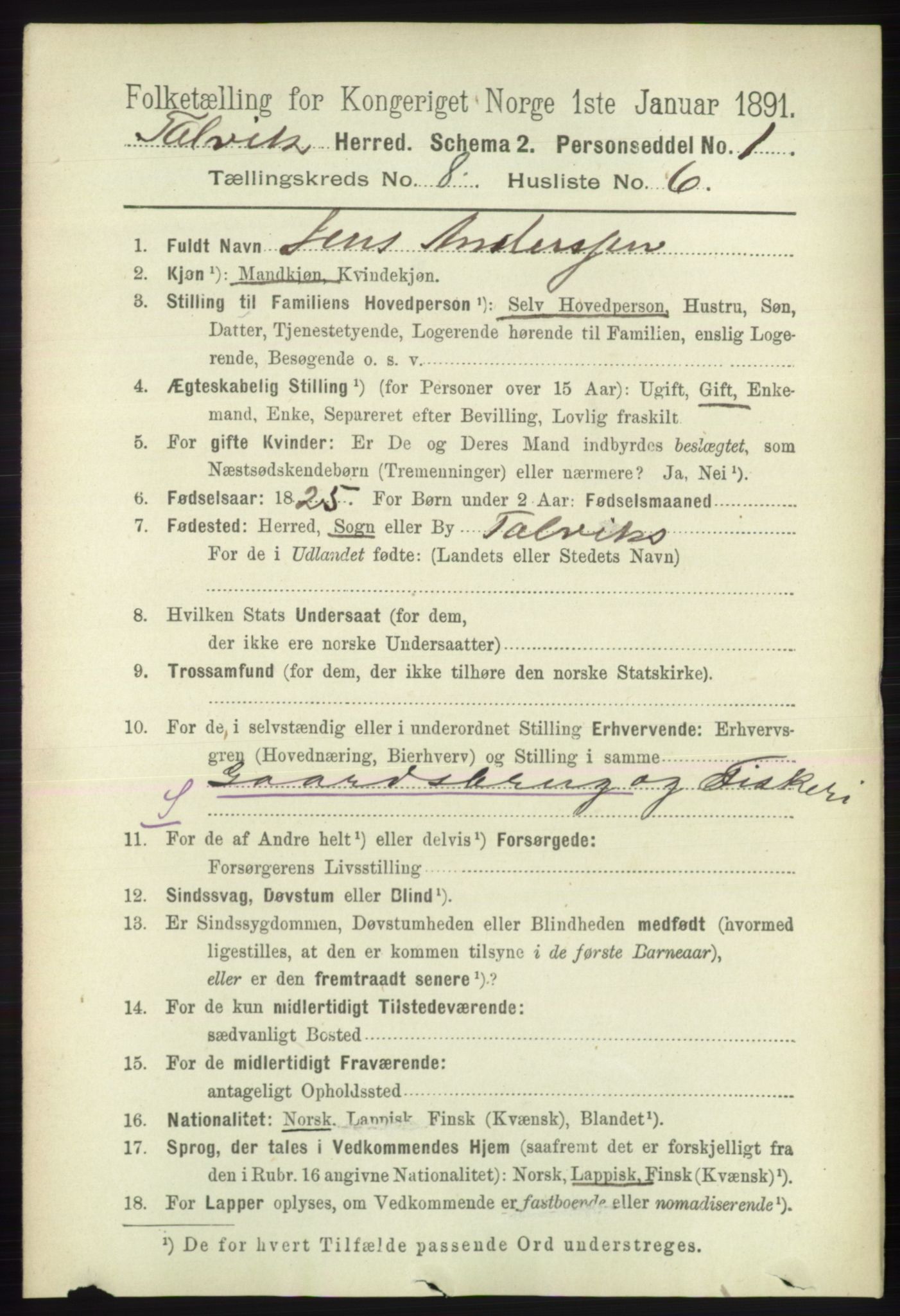 RA, 1891 census for 2013 Talvik, 1891, p. 2080