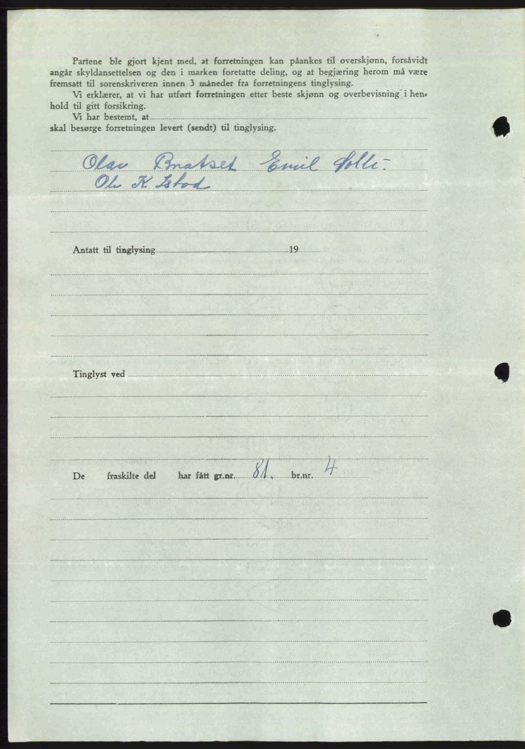 Romsdal sorenskriveri, AV/SAT-A-4149/1/2/2C: Mortgage book no. A30, 1949-1949, Diary no: : 2417/1949