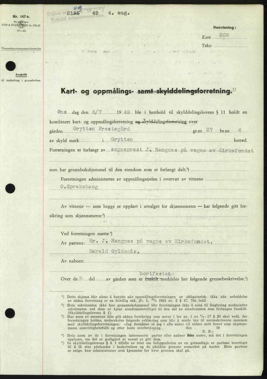 Romsdal sorenskriveri, AV/SAT-A-4149/1/2/2C: Mortgage book no. A30, 1949-1949, Diary no: : 2149/1949