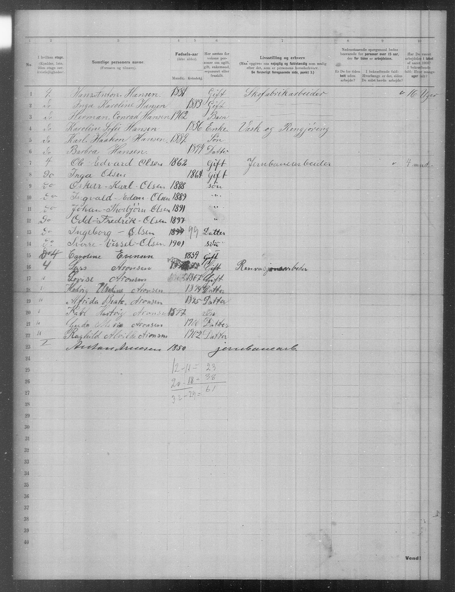 OBA, Municipal Census 1903 for Kristiania, 1903, p. 8822