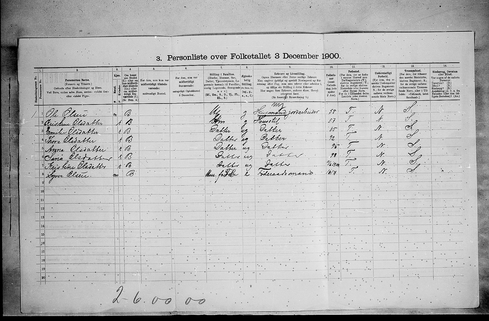 SAH, 1900 census for Vinger, 1900, p. 704
