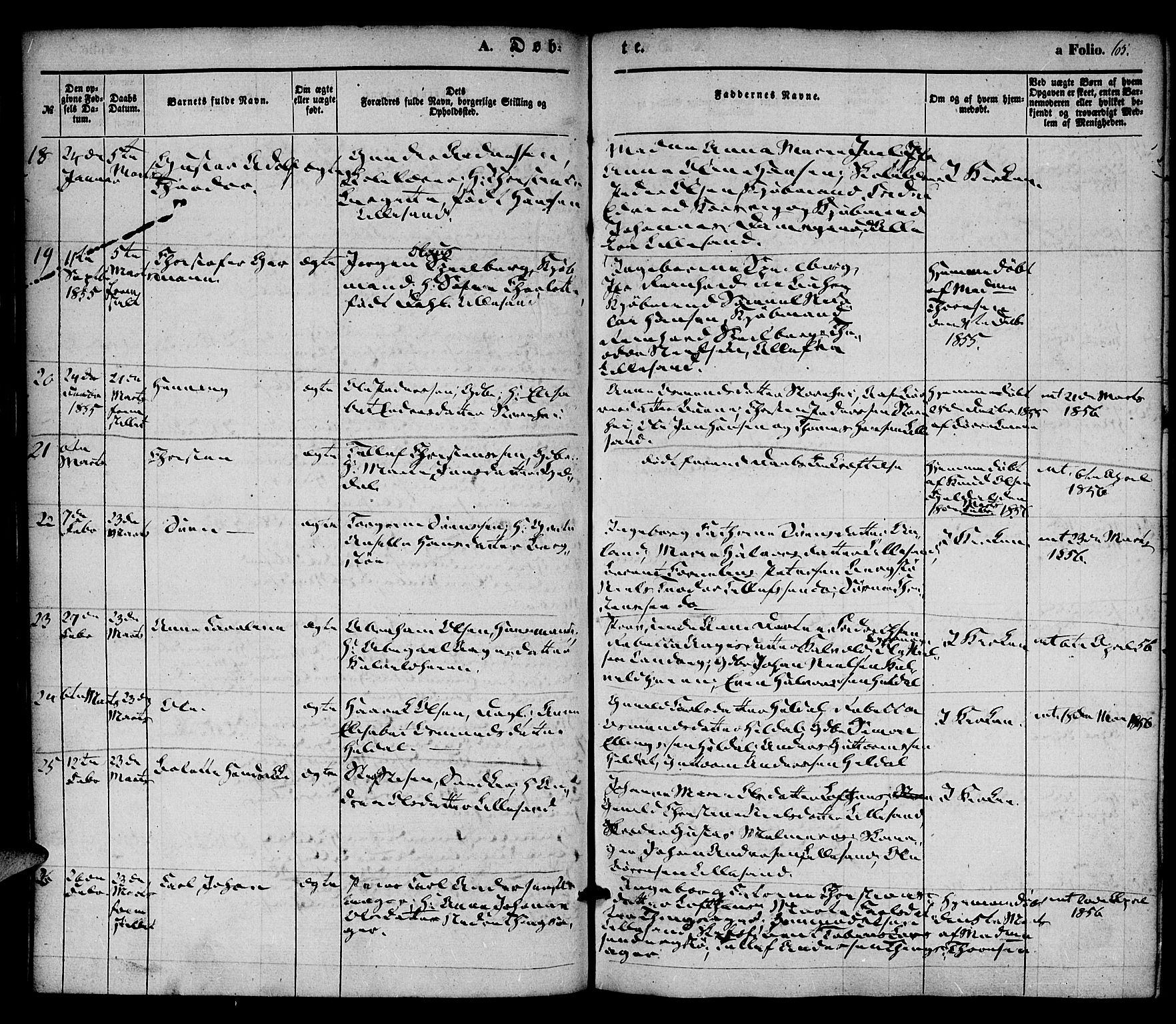 Vestre Moland sokneprestkontor, AV/SAK-1111-0046/F/Fa/Fab/L0006: Parish register (official) no. A 6, 1850-1858, p. 65