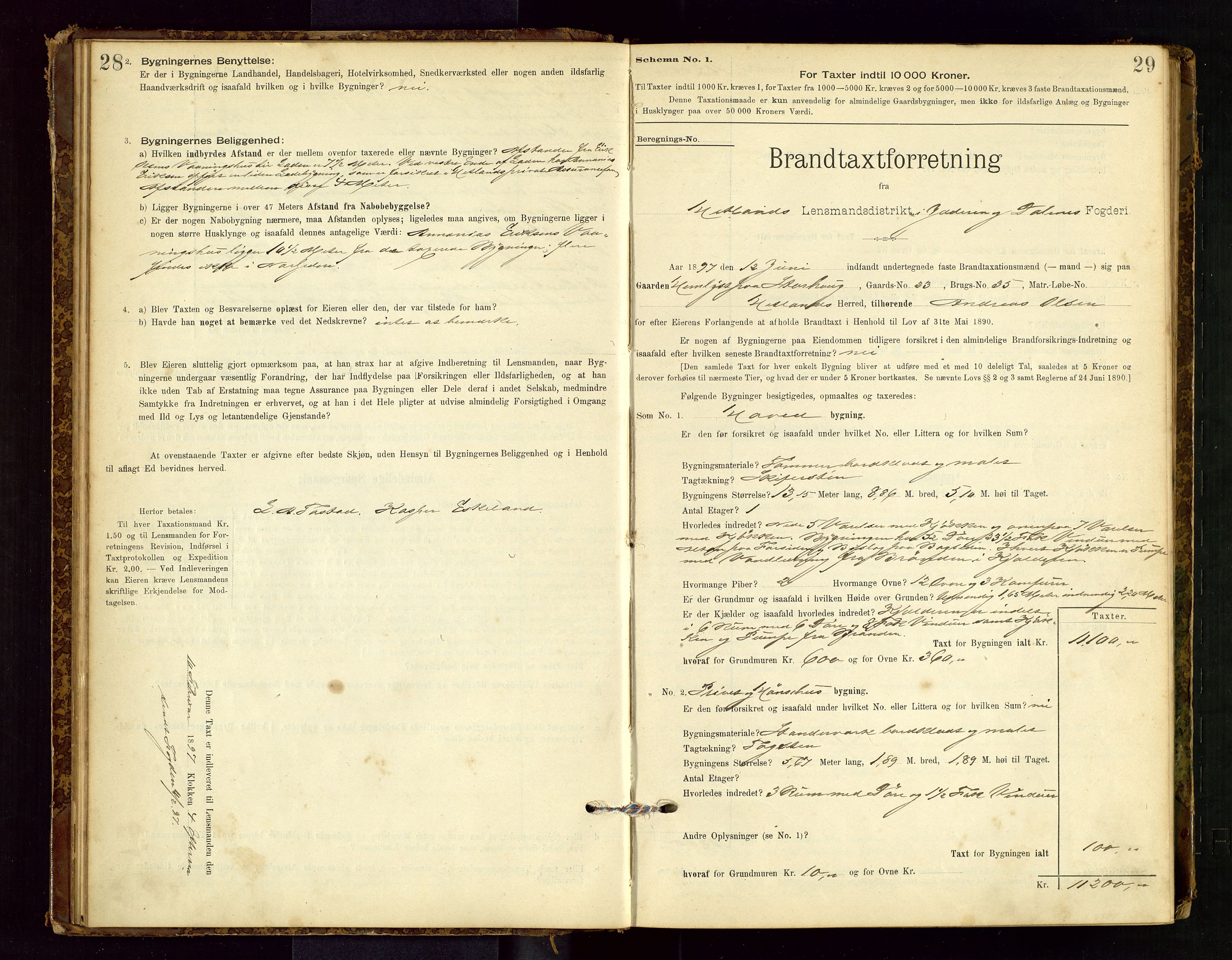 Hetland lensmannskontor, SAST/A-100101/Gob/L0001: "Brandtaxationsprotokol", 1895-1918, p. 28-29