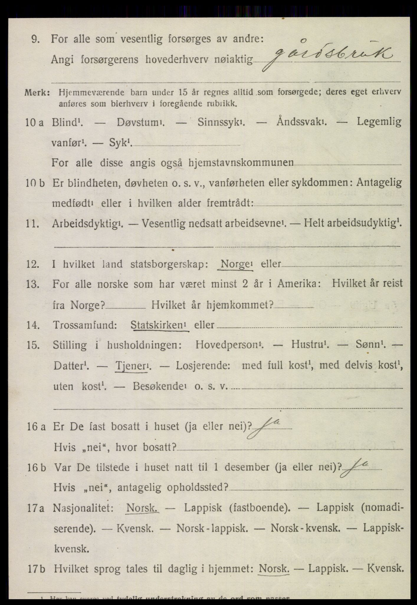 SAT, 1920 census for Kvam, 1920, p. 808