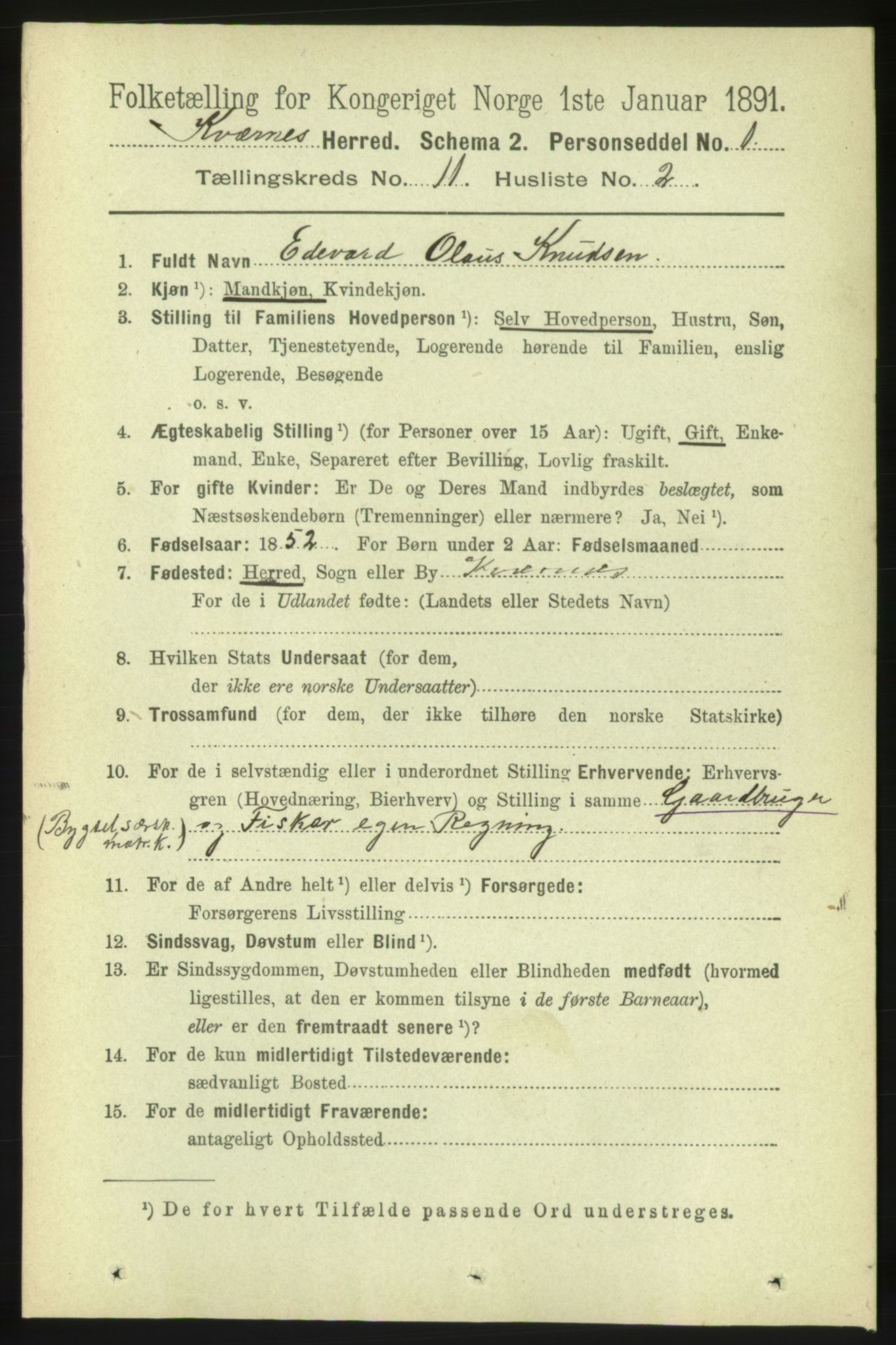 RA, 1891 census for 1553 Kvernes, 1891, p. 4816