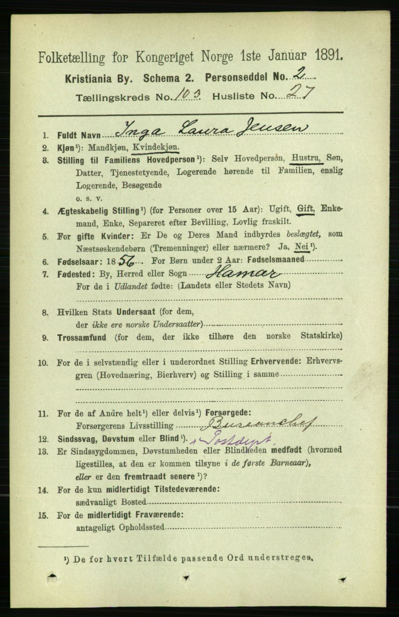 RA, 1891 census for 0301 Kristiania, 1891, p. 51741