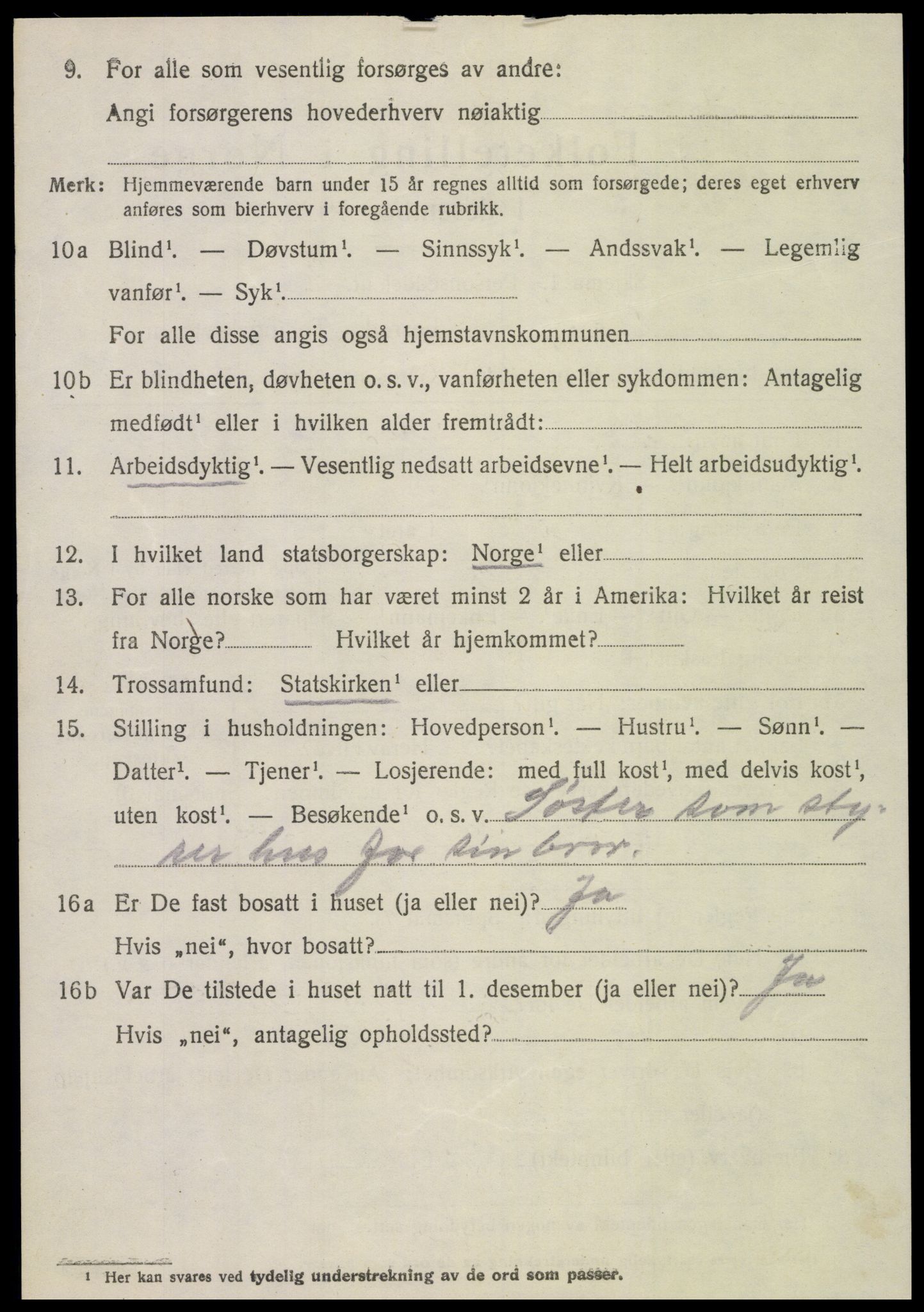 SAT, 1920 census for Veøy, 1920, p. 3538