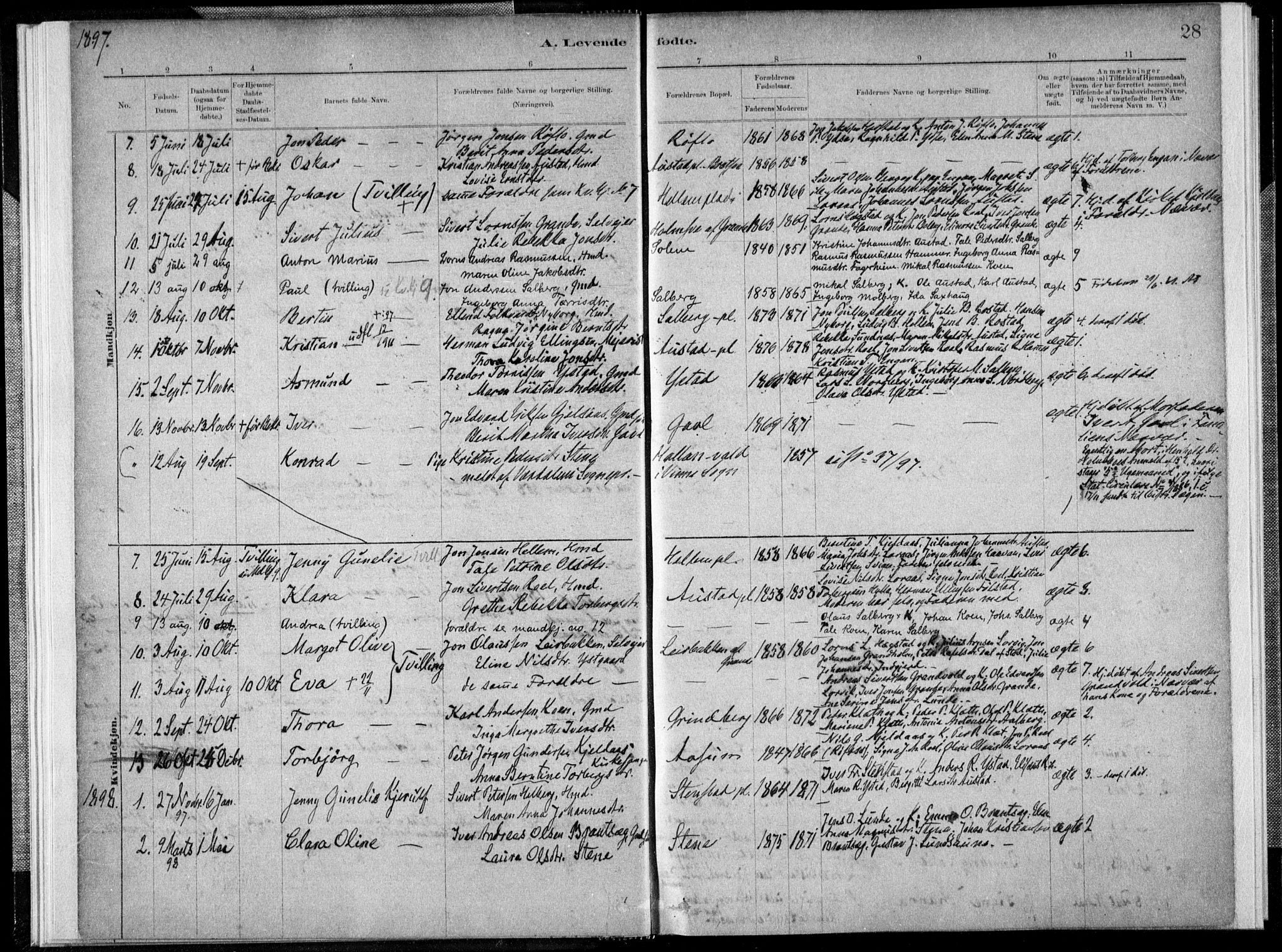 Ministerialprotokoller, klokkerbøker og fødselsregistre - Nord-Trøndelag, AV/SAT-A-1458/731/L0309: Parish register (official) no. 731A01, 1879-1918, p. 28