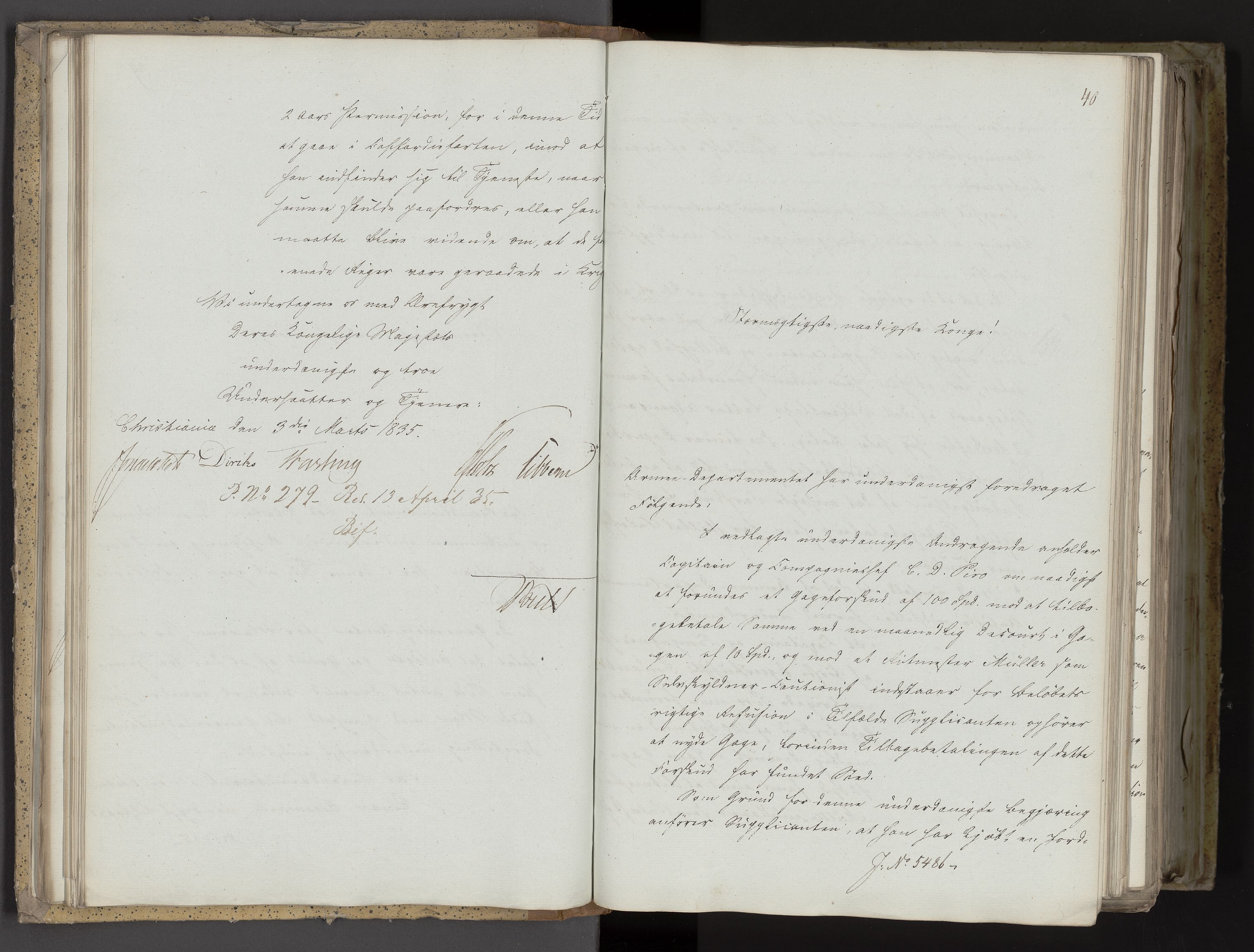 Statsrådsavdelingen i Stockholm, AV/RA-S-1003/D/Da/L0098: Regjeringsinnstillinger nr. 5461-5649, 1835