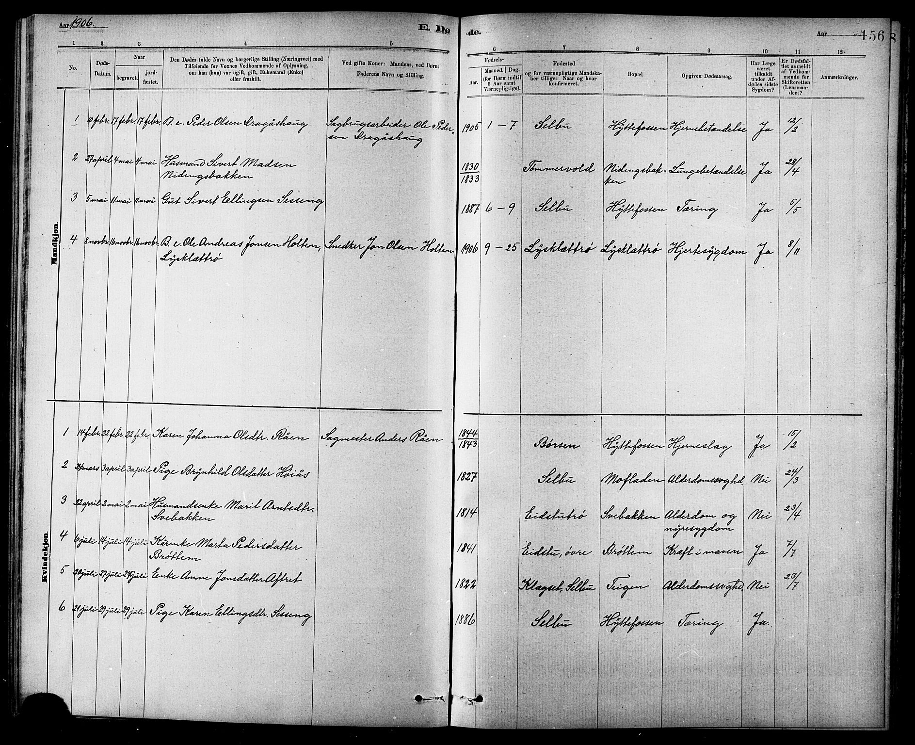 Ministerialprotokoller, klokkerbøker og fødselsregistre - Sør-Trøndelag, SAT/A-1456/618/L0452: Parish register (copy) no. 618C03, 1884-1906, p. 156