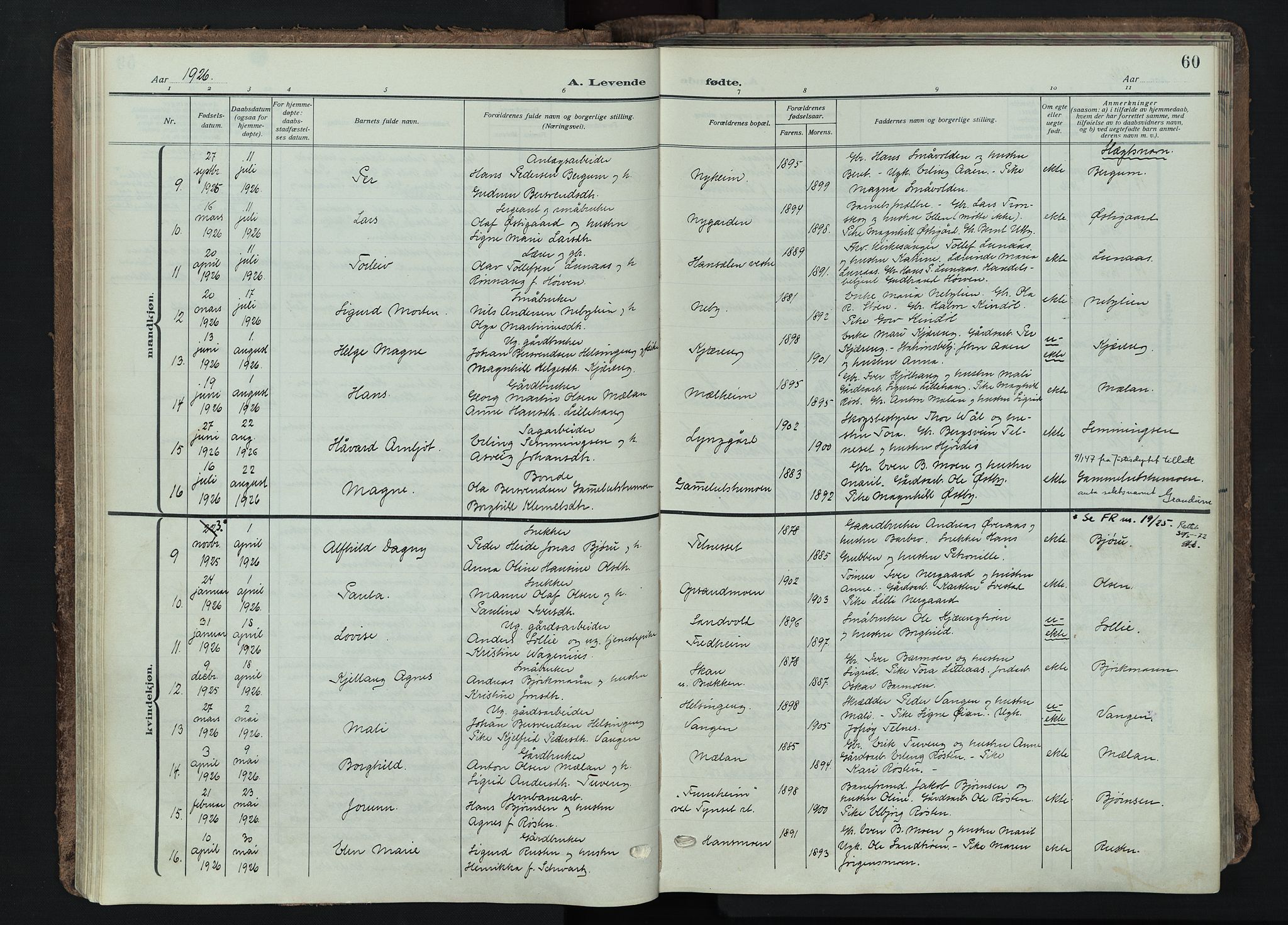 Tynset prestekontor, SAH/PREST-058/H/Ha/Haa/L0026: Parish register (official) no. 26, 1915-1929, p. 60