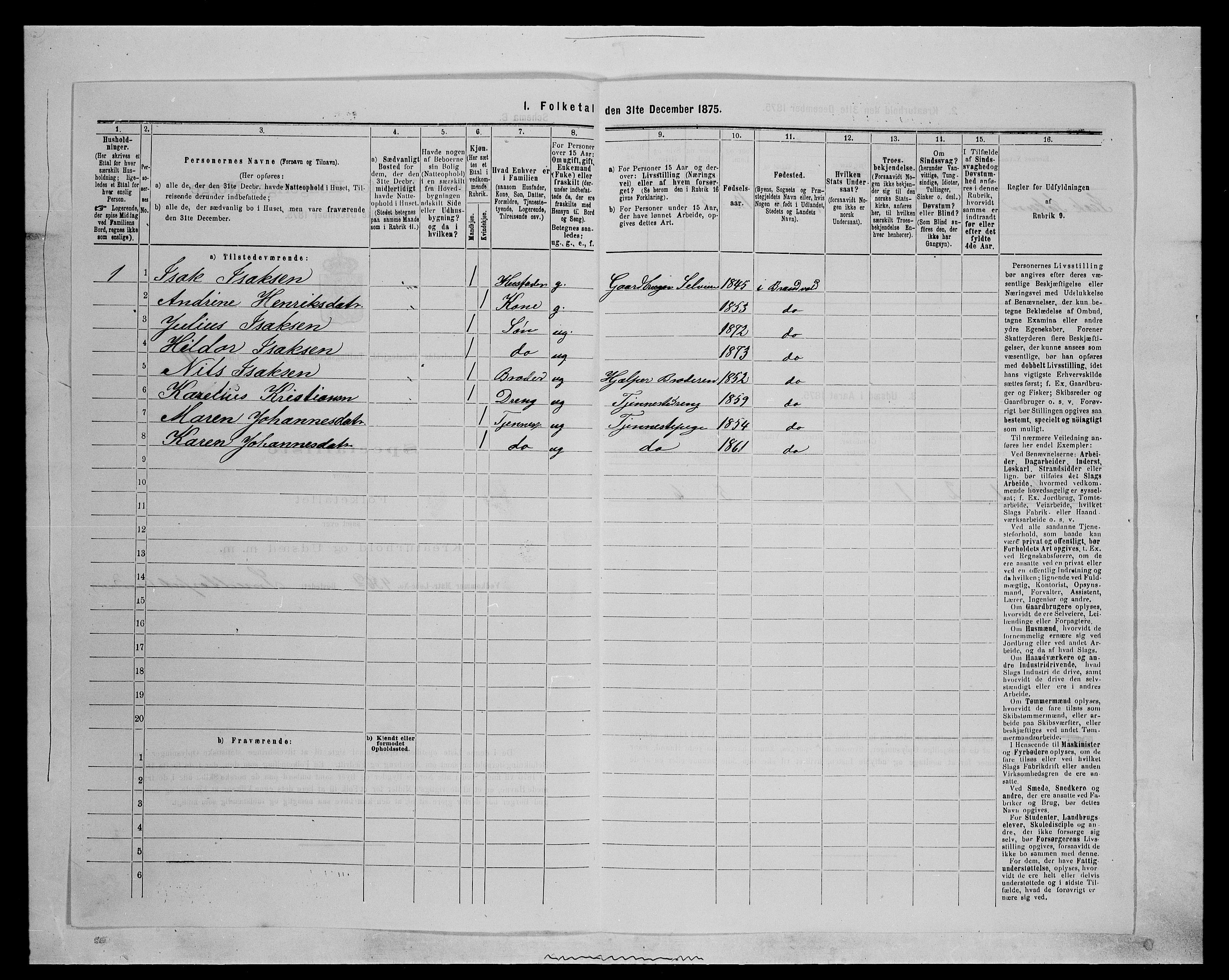 SAH, 1875 census for 0422P Brandval, 1875, p. 1158