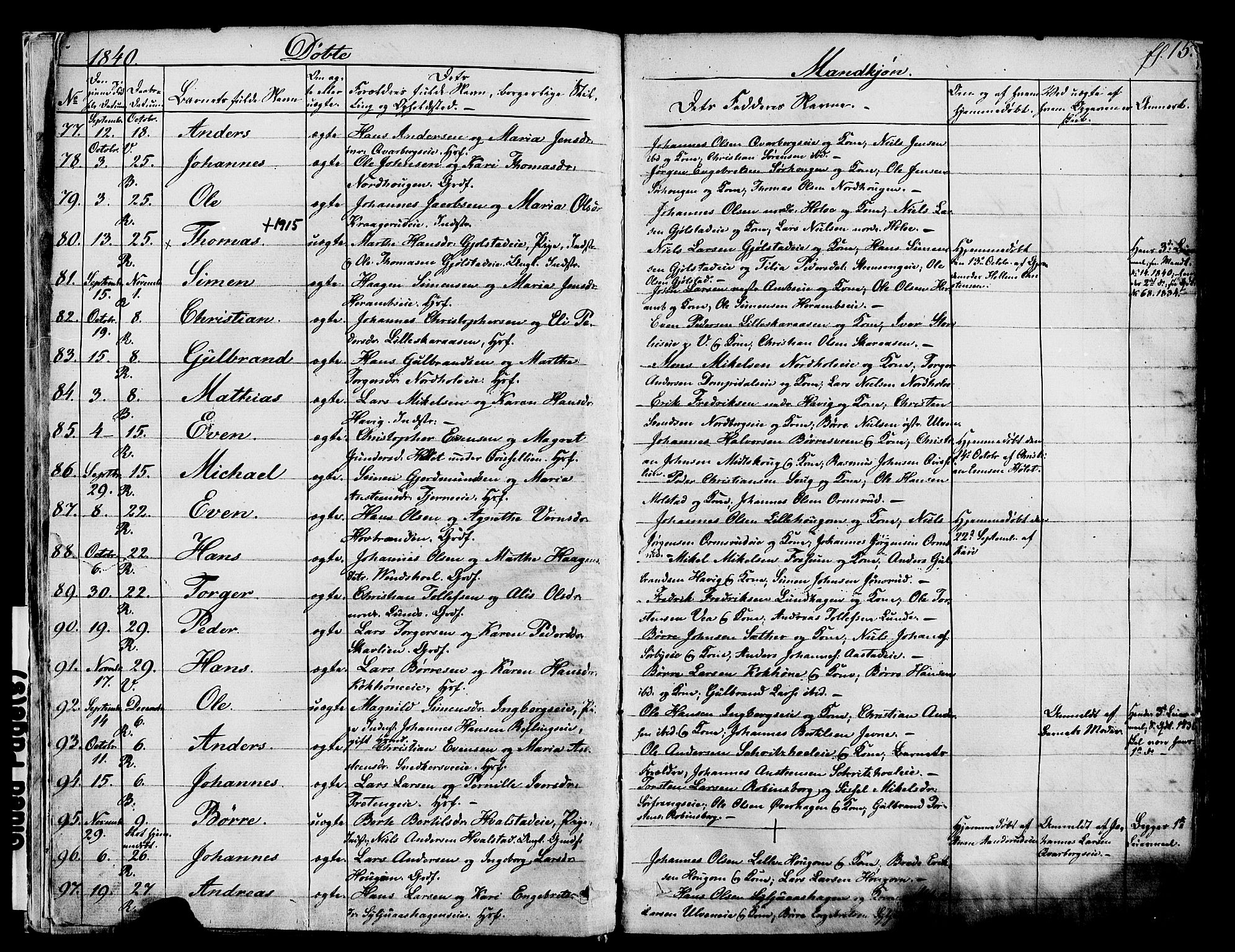 Ringsaker prestekontor, AV/SAH-PREST-014/K/Ka/L0008: Parish register (official) no. 8, 1837-1850, p. 15