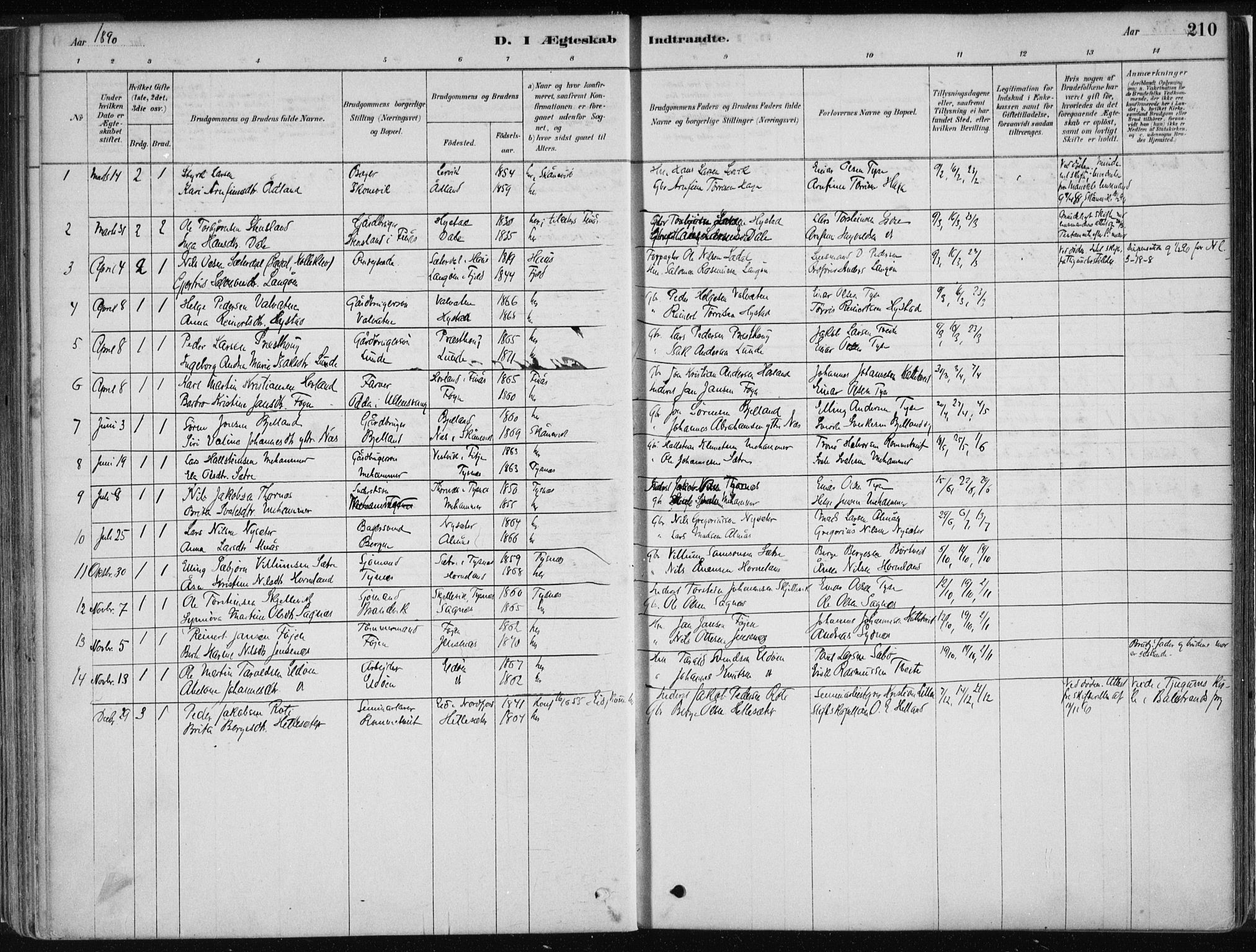 Stord sokneprestembete, SAB/A-78201/H/Haa: Parish register (official) no. B 2, 1878-1913, p. 210