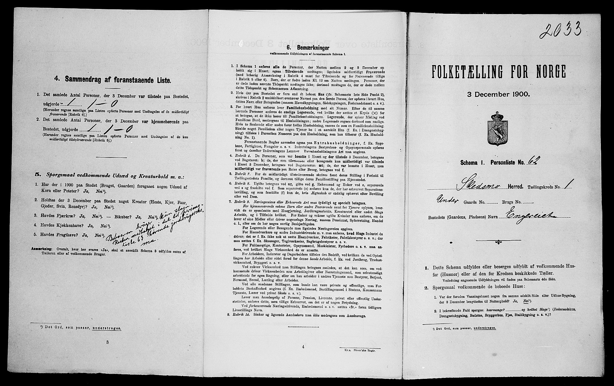 SAO, 1900 census for Skedsmo, 1900