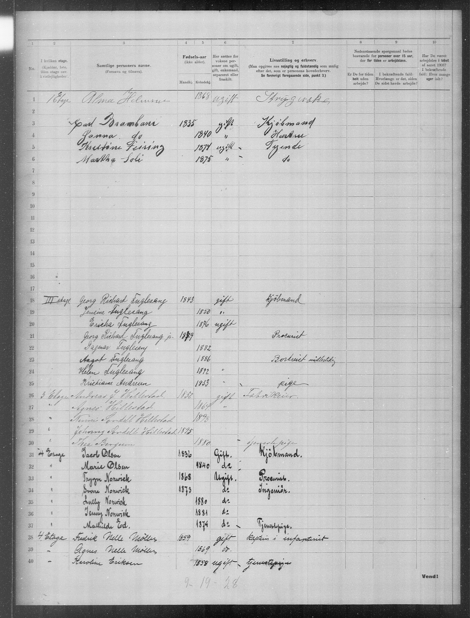 OBA, Municipal Census 1903 for Kristiania, 1903, p. 19078