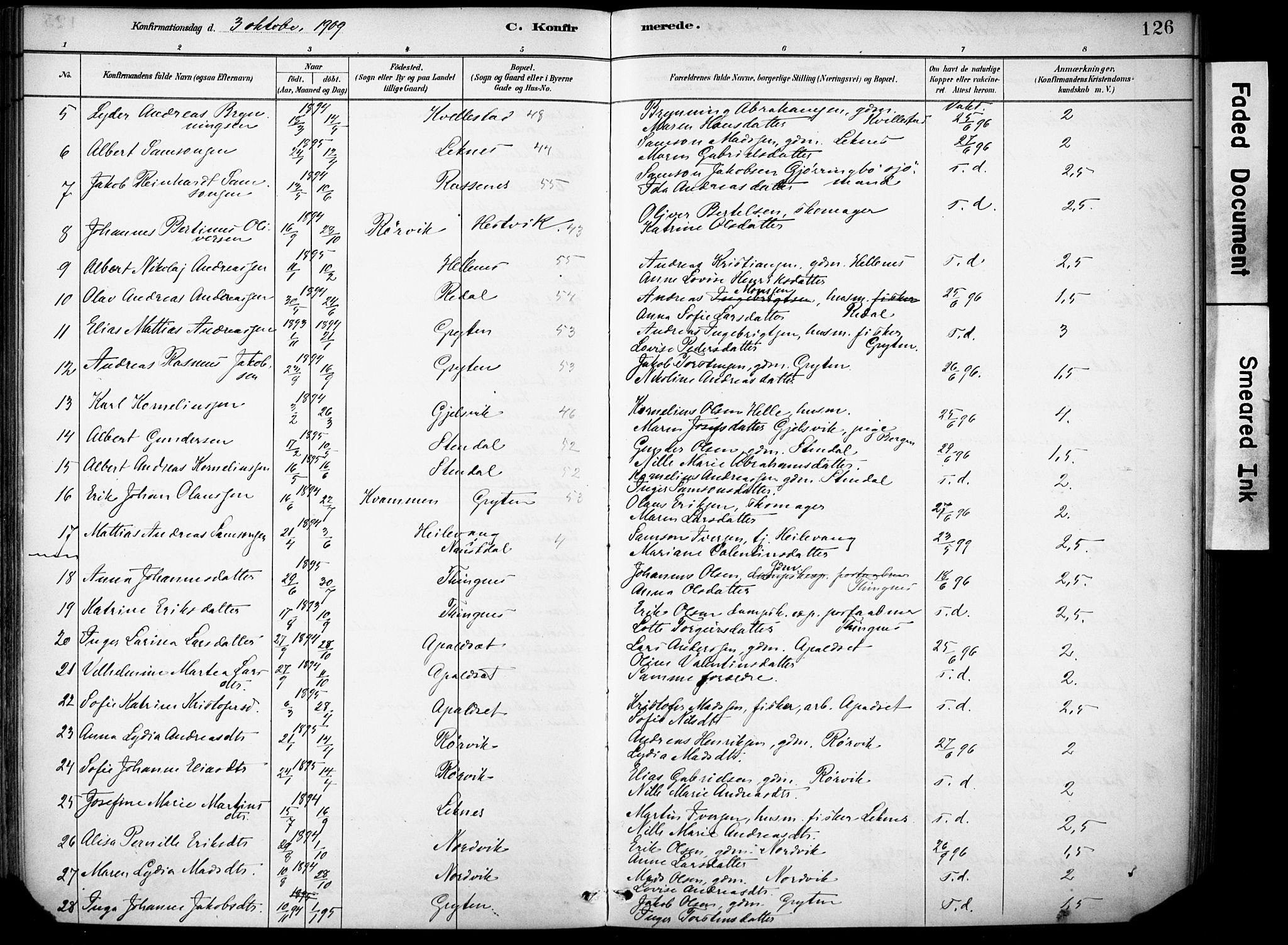 Førde sokneprestembete, AV/SAB-A-79901/H/Haa/Haae/L0001: Parish register (official) no. E 1, 1881-1911, p. 126