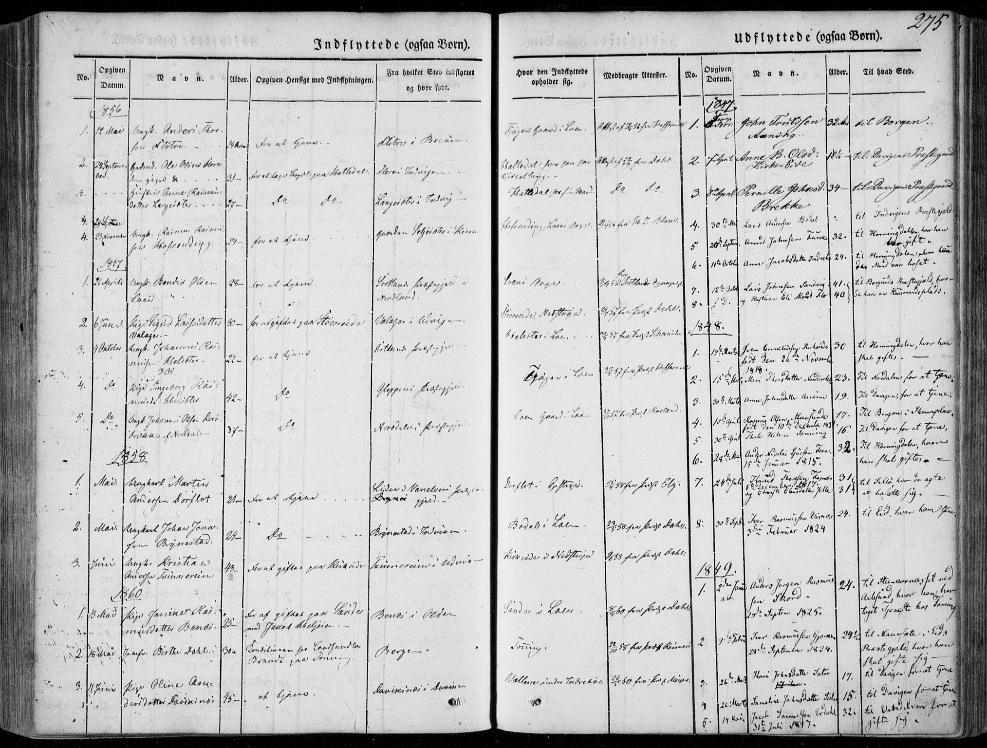Stryn Sokneprestembete, SAB/A-82501: Parish register (official) no. A 2, 1844-1861, p. 275