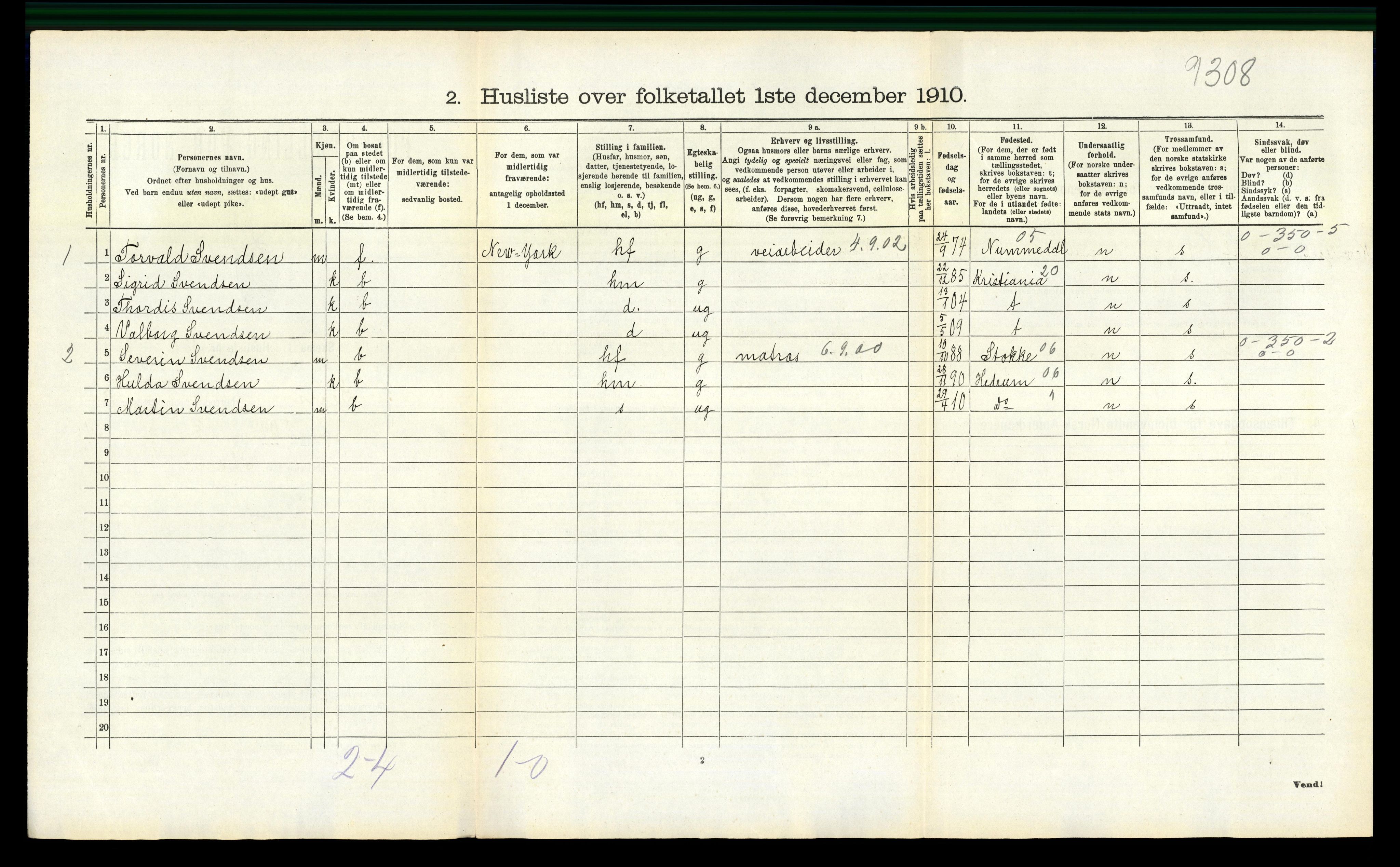 RA, 1910 census for Sem, 1910, p. 1455