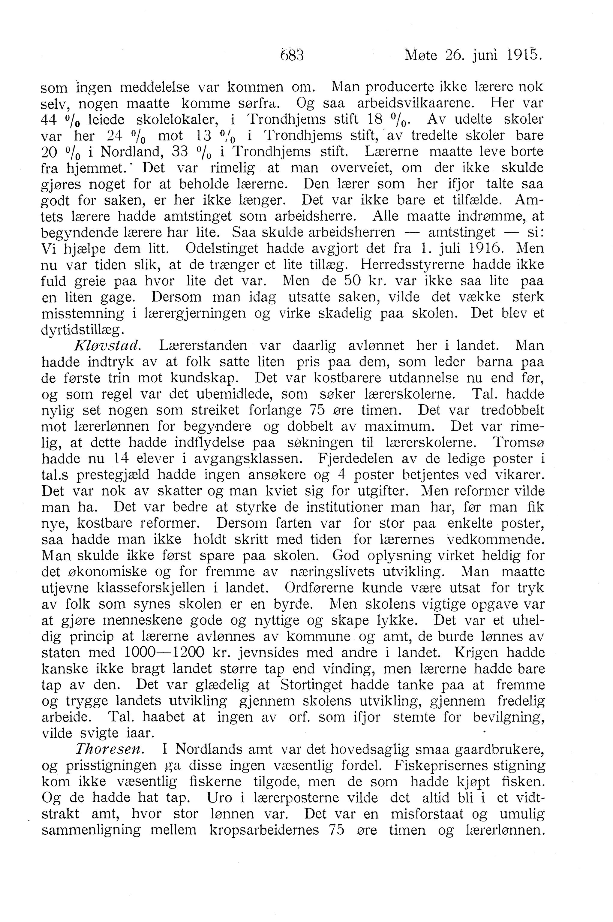 Nordland Fylkeskommune. Fylkestinget, AIN/NFK-17/176/A/Ac/L0038: Fylkestingsforhandlinger 1915, 1915