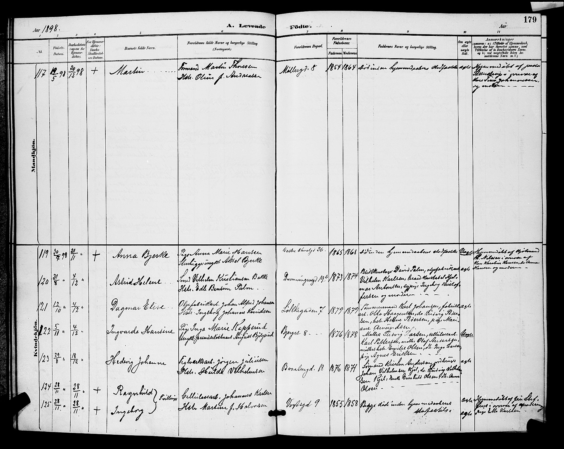 Moss prestekontor Kirkebøker, SAO/A-2003/G/Ga/L0006: Parish register (copy) no. I 6, 1889-1900, p. 179