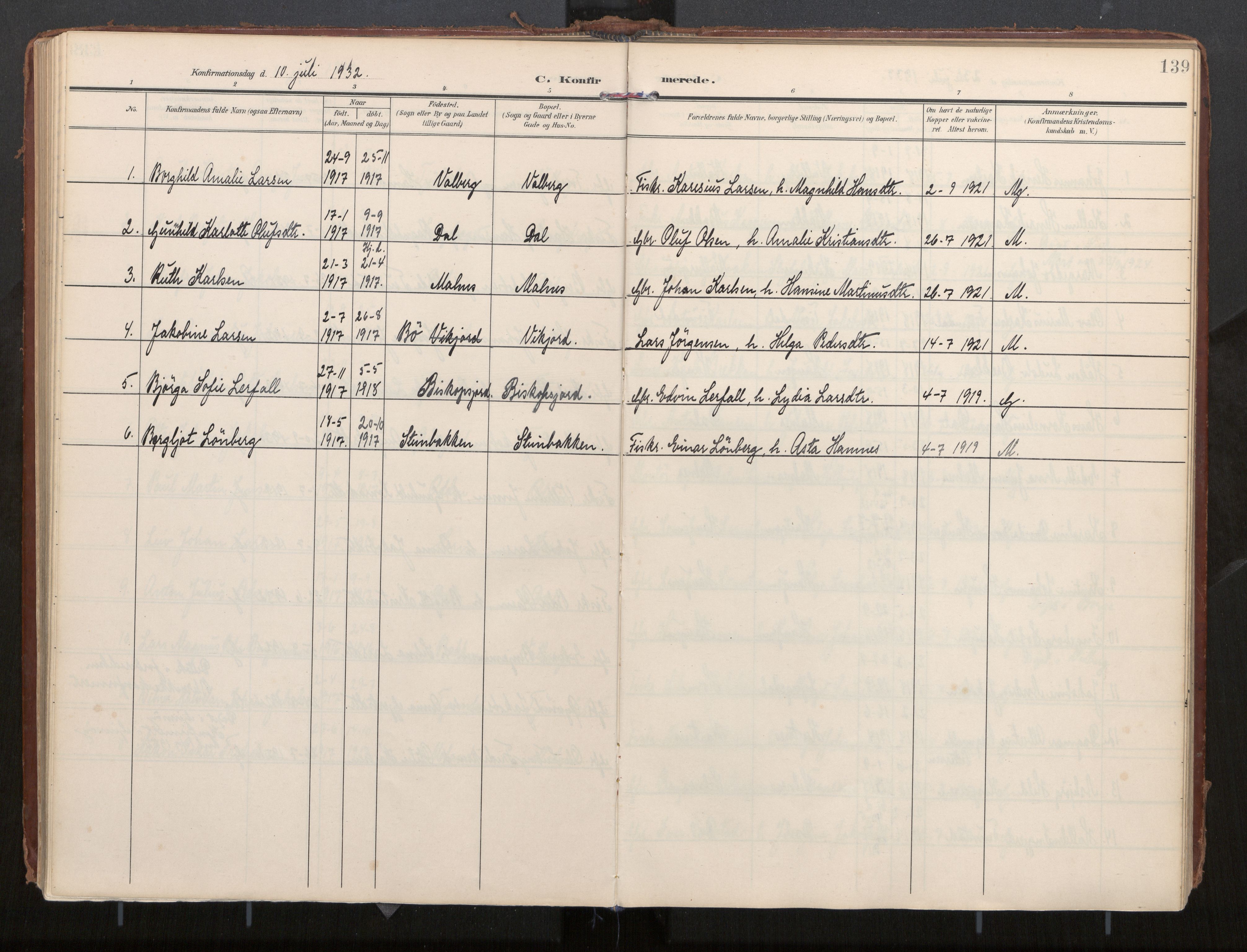 Ministerialprotokoller, klokkerbøker og fødselsregistre - Nordland, SAT/A-1459/884/L1194: Parish register (official) no. 884A02, 1906-1937, p. 139
